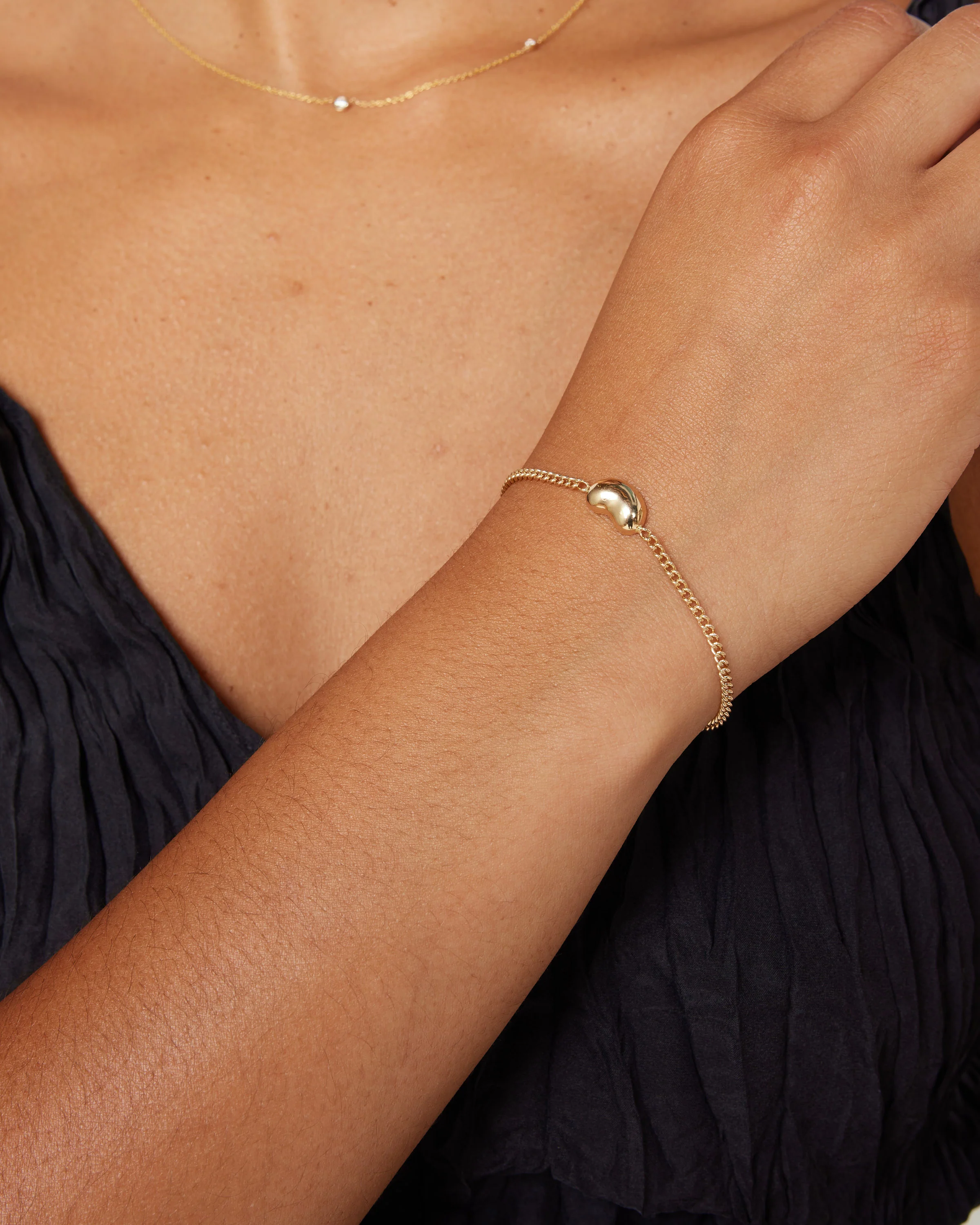 Large Bean Cuban Chain Bracelet - Image 2