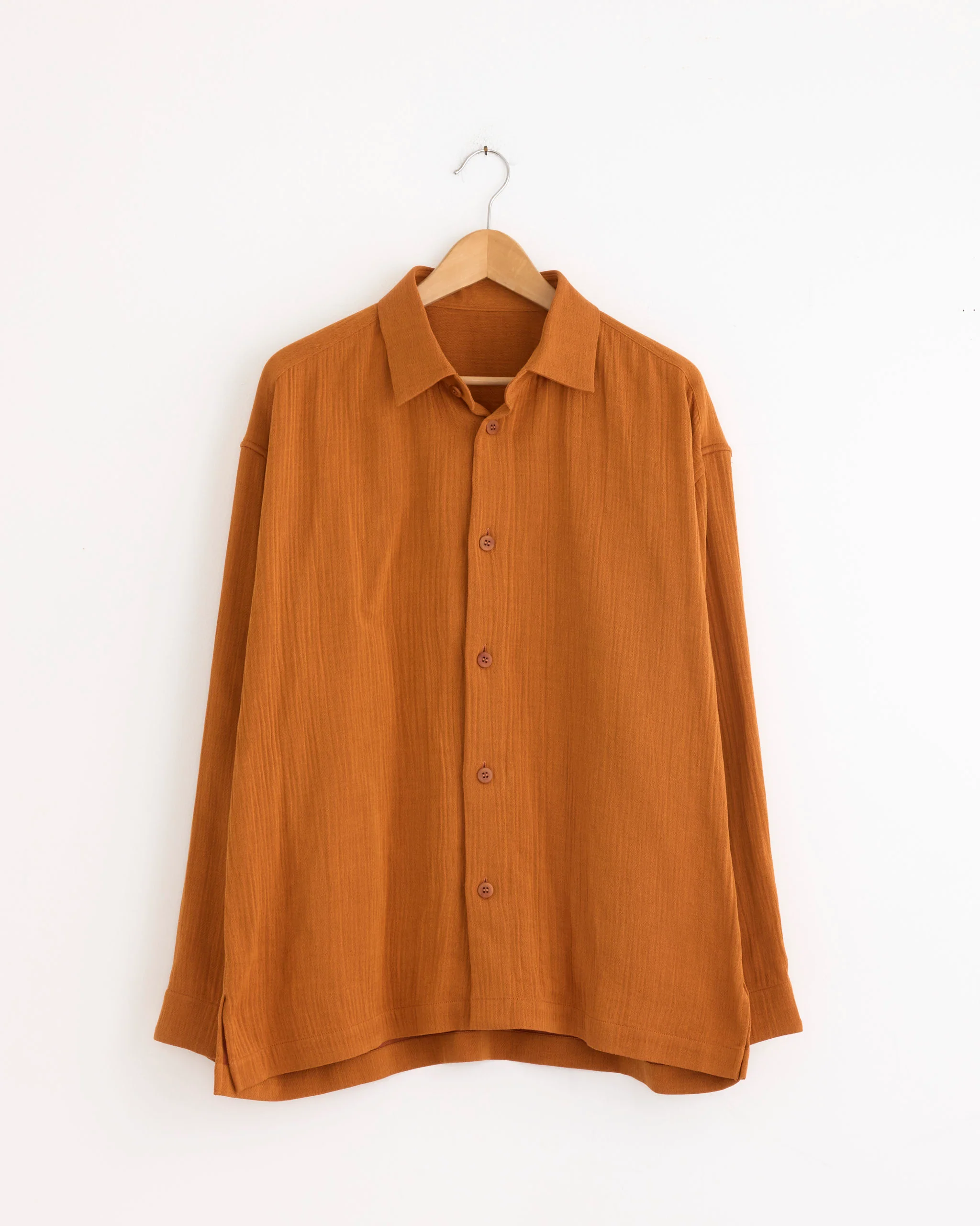 Double Weave Crepe Shirt in Dark Orange
