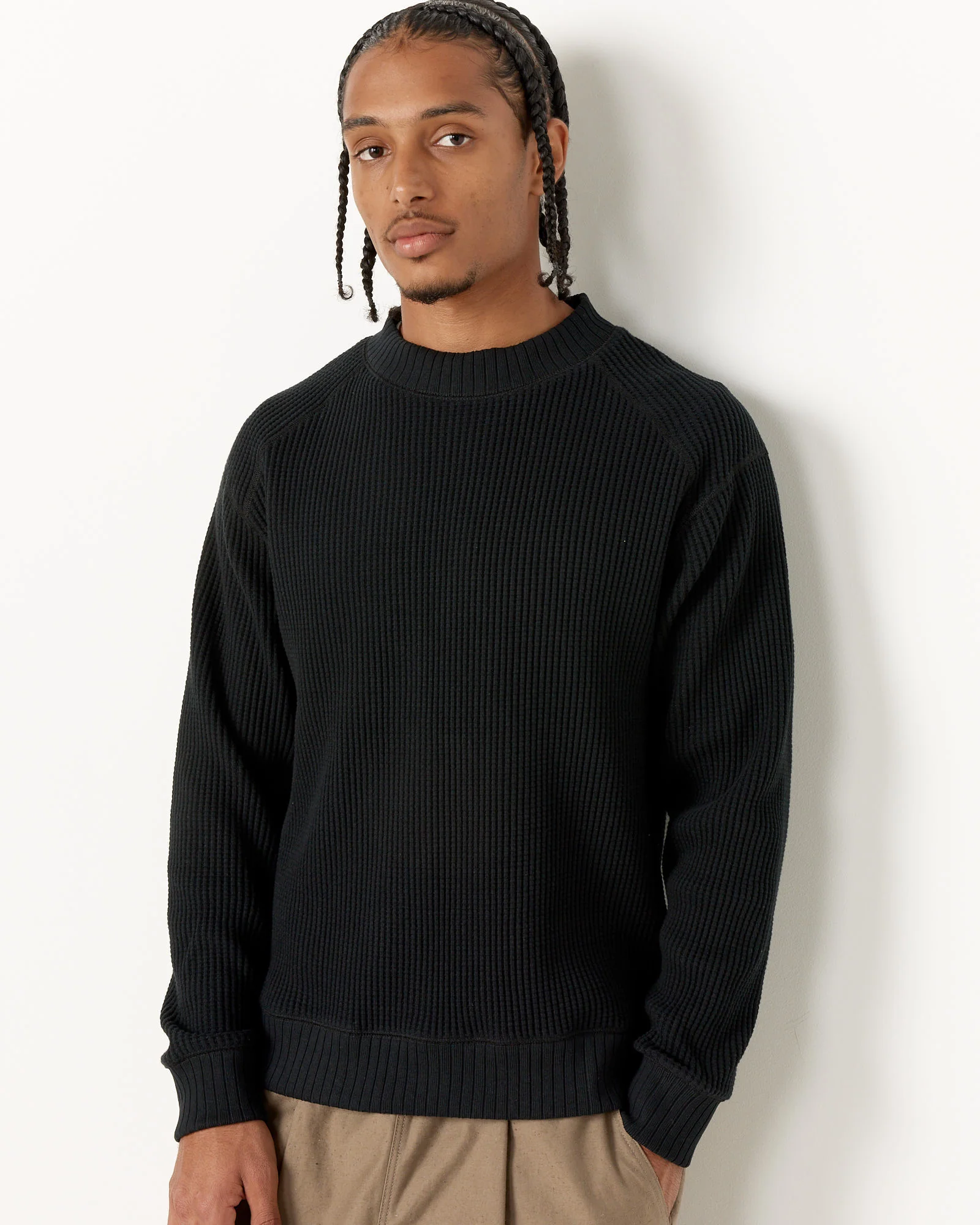 Waffle Midneck in Black - Image 3