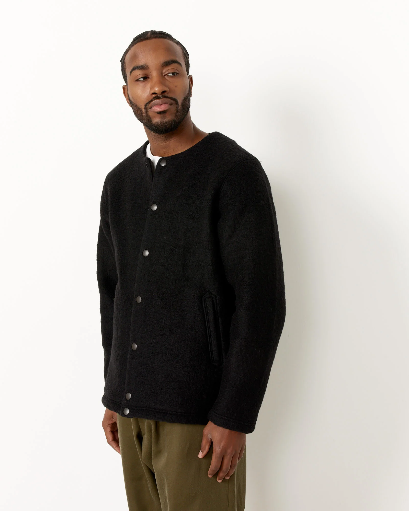 Wool Collarless Jacket - Image 3