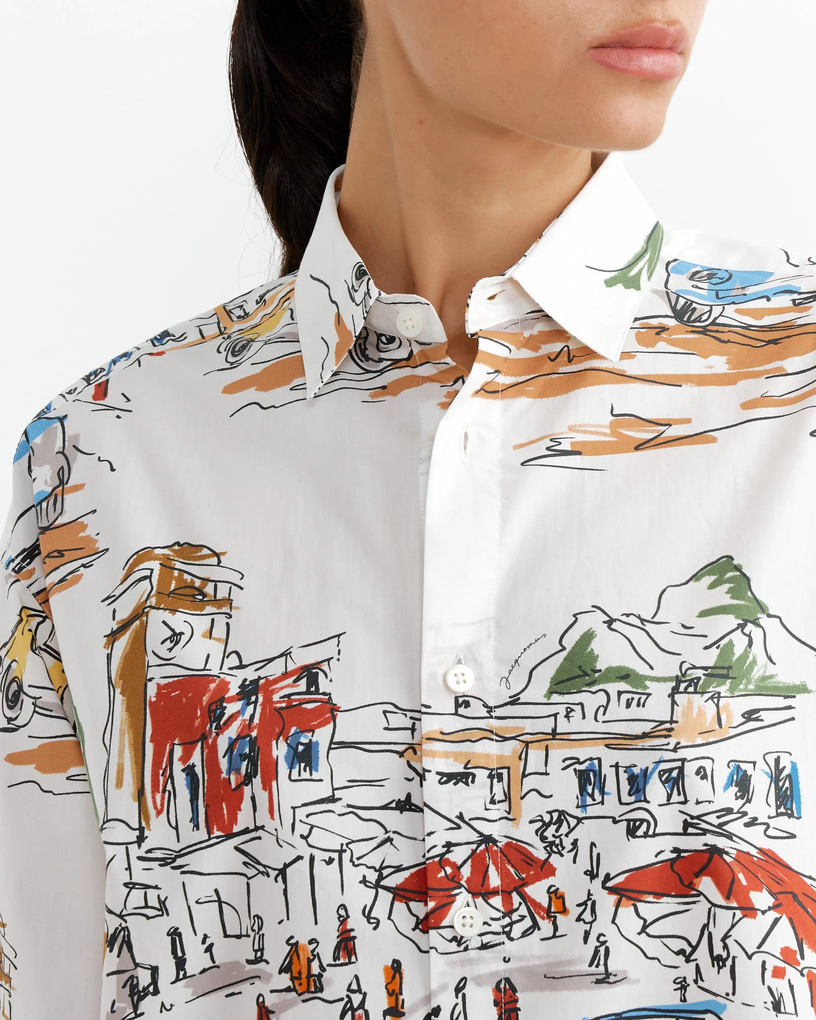 La Chemise Simon Shirt in Capri Cars/White - Image 3