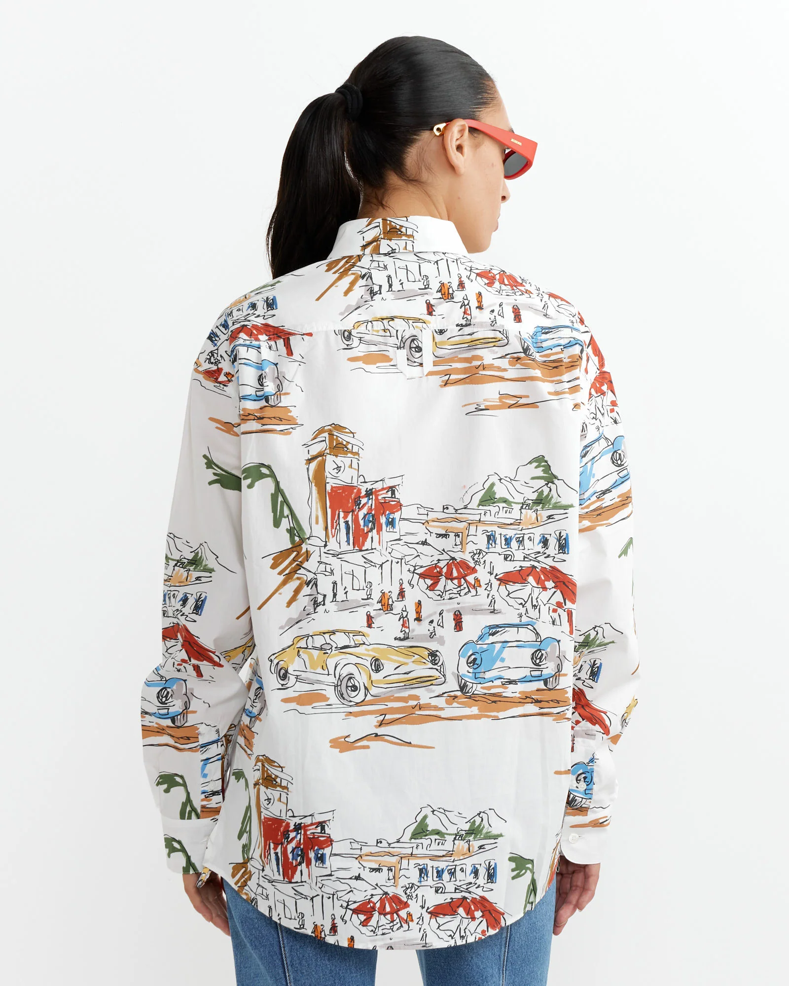 La Chemise Simon Shirt in Capri Cars/White - Image 5