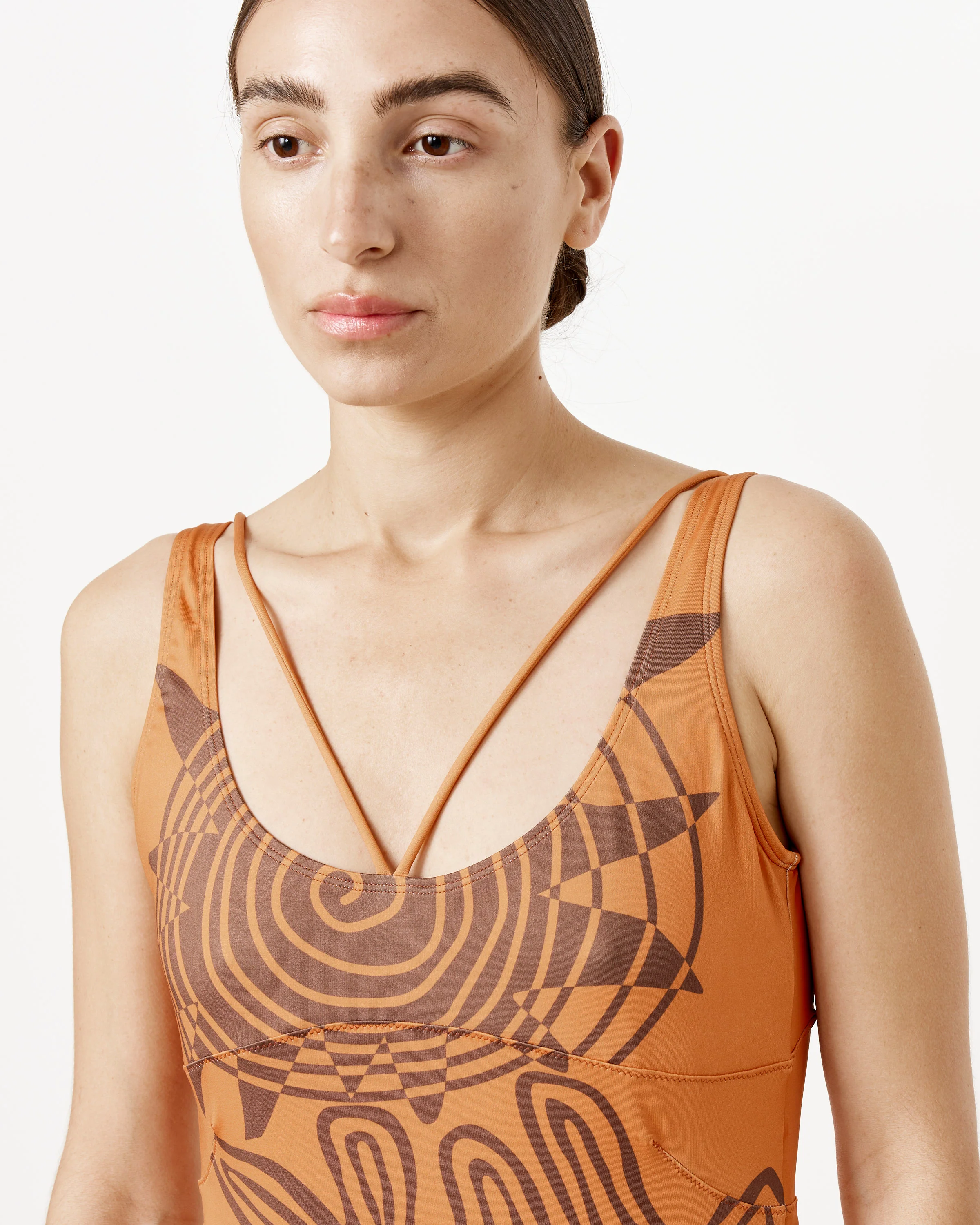 Le Maillot Signature One Piece in Arty Leaf Orange - Image 2