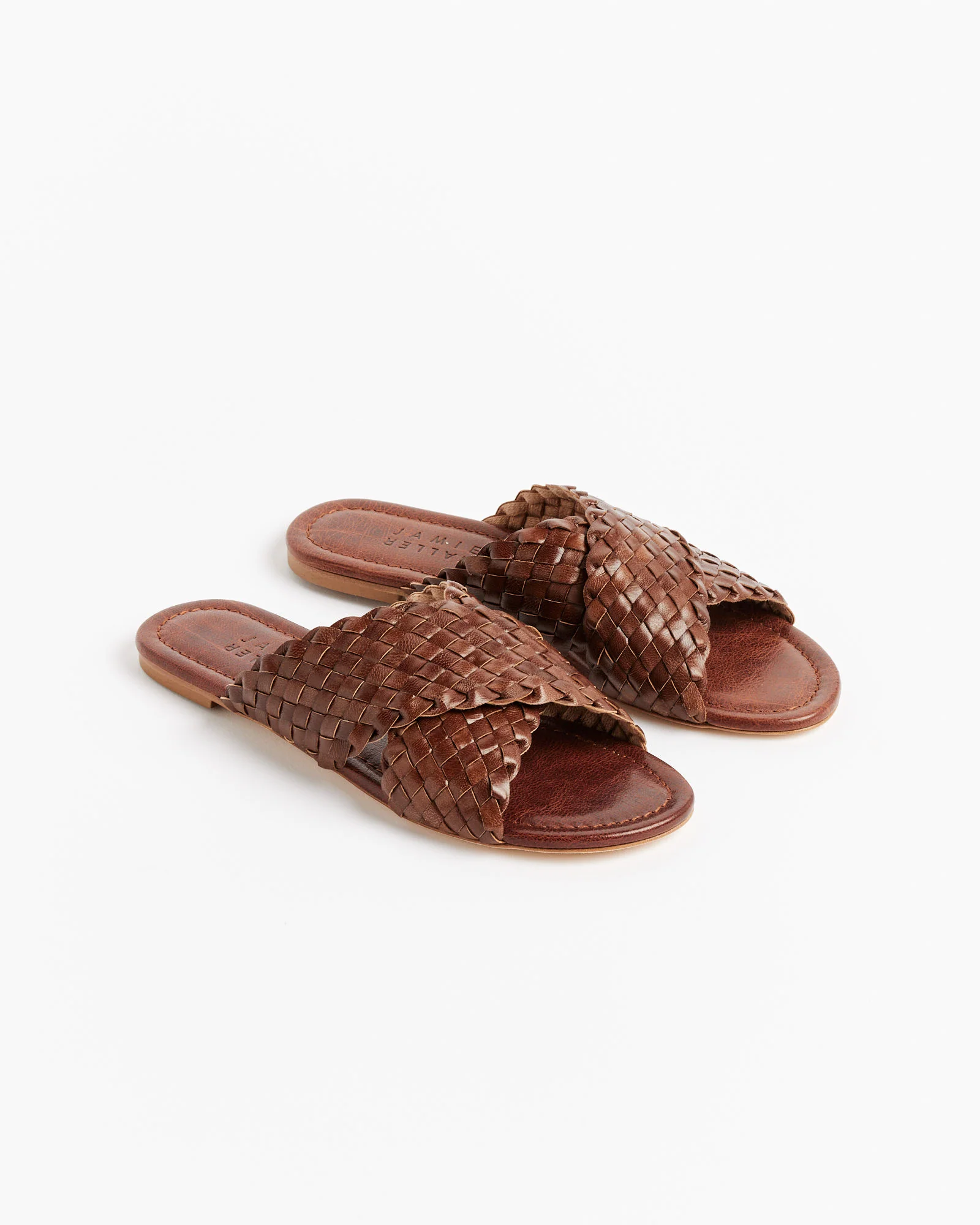 Woven Strap Slide in Brown Braided - Image 3