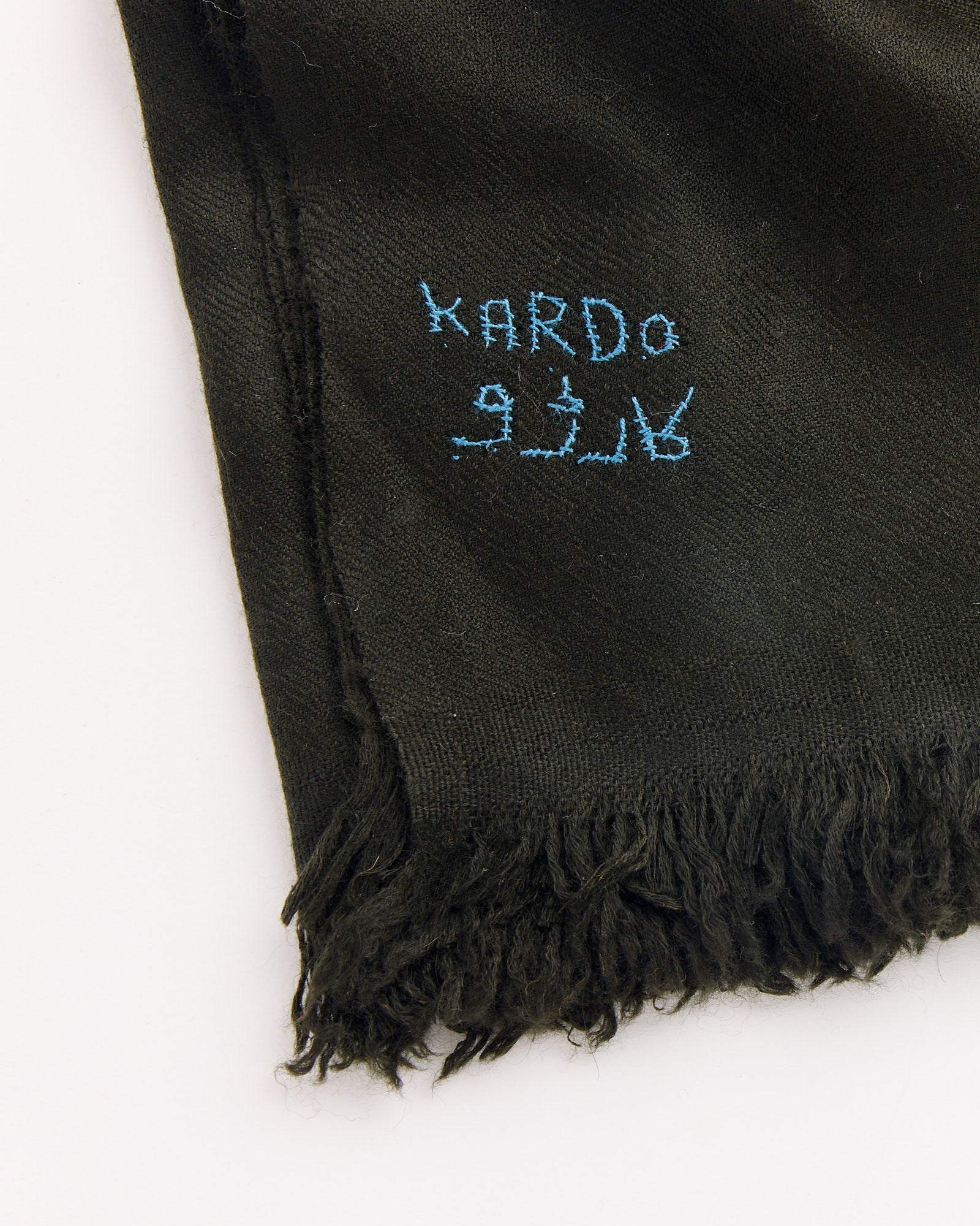 Handwoven Pashmina Bandana in Dark Green - Image 2