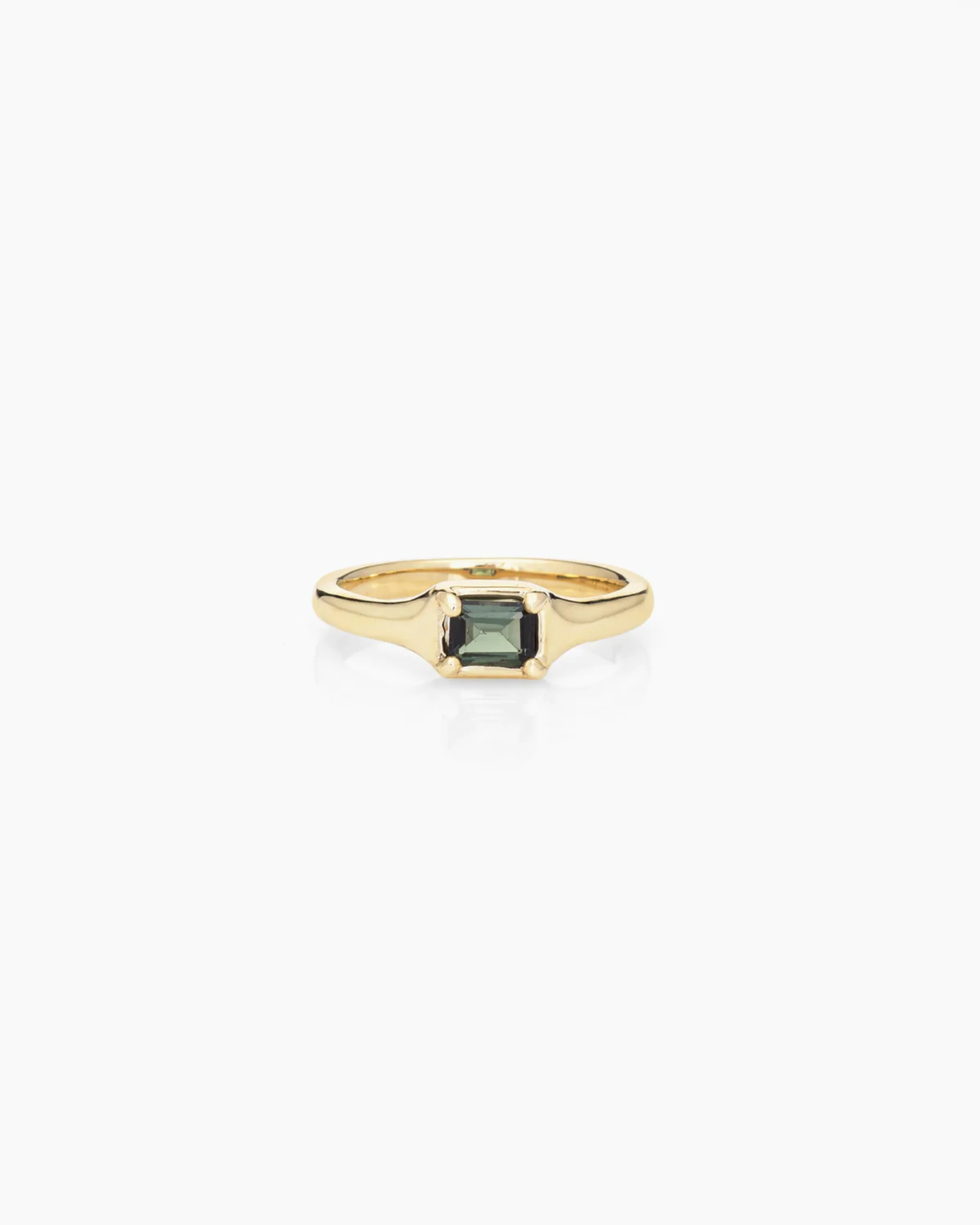 Emerald Cut 14K in Light Green Sapphire Ring