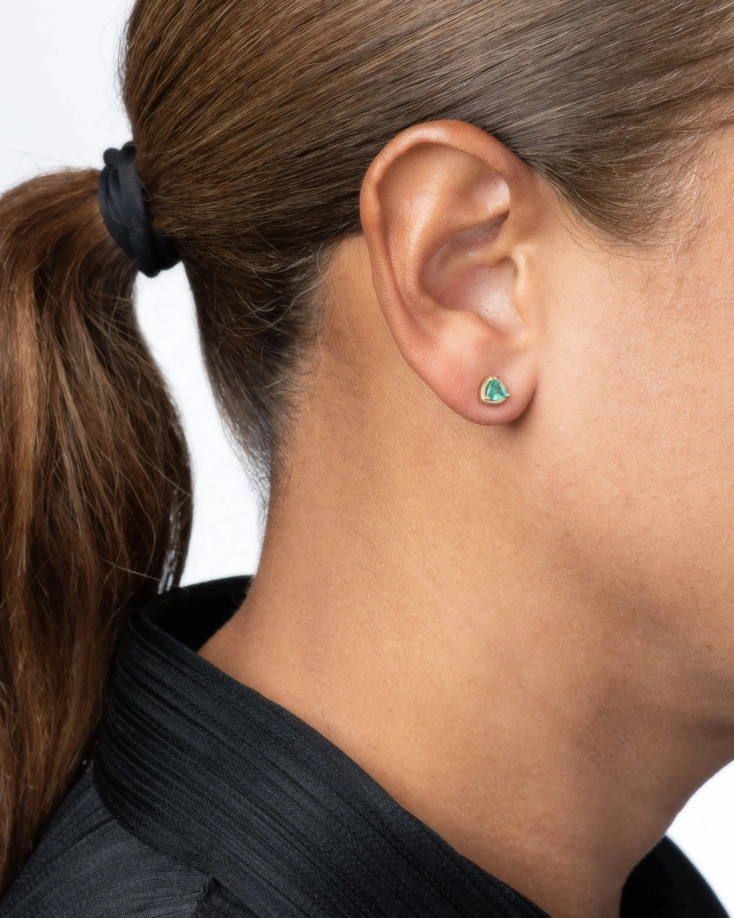 Prism Studs in 14K Yellow Gold / Emerald - Image 2