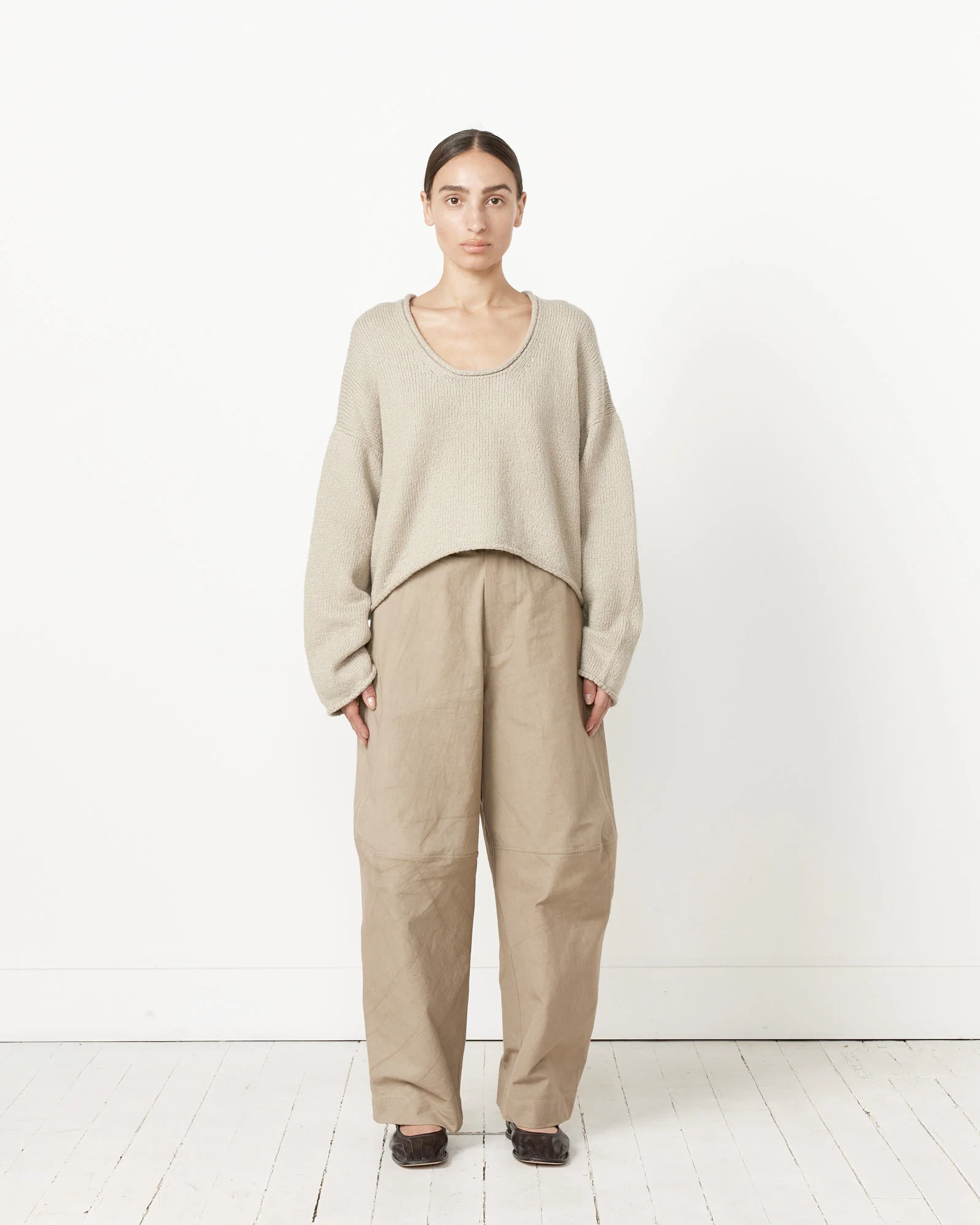 Roving U Neck Sweater in Cement - Image 2