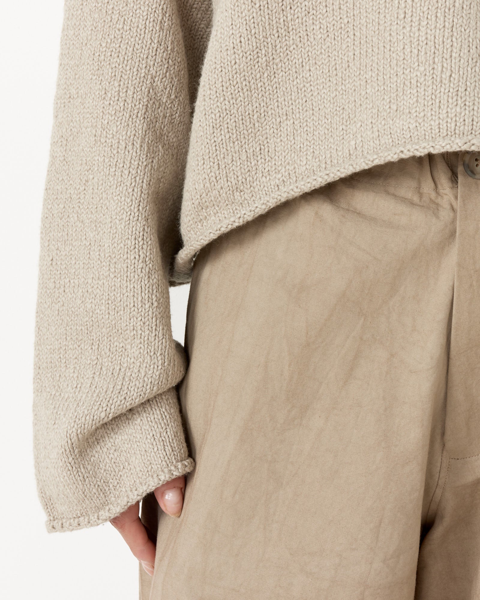 Roving U Neck Sweater in Cement - Image 4