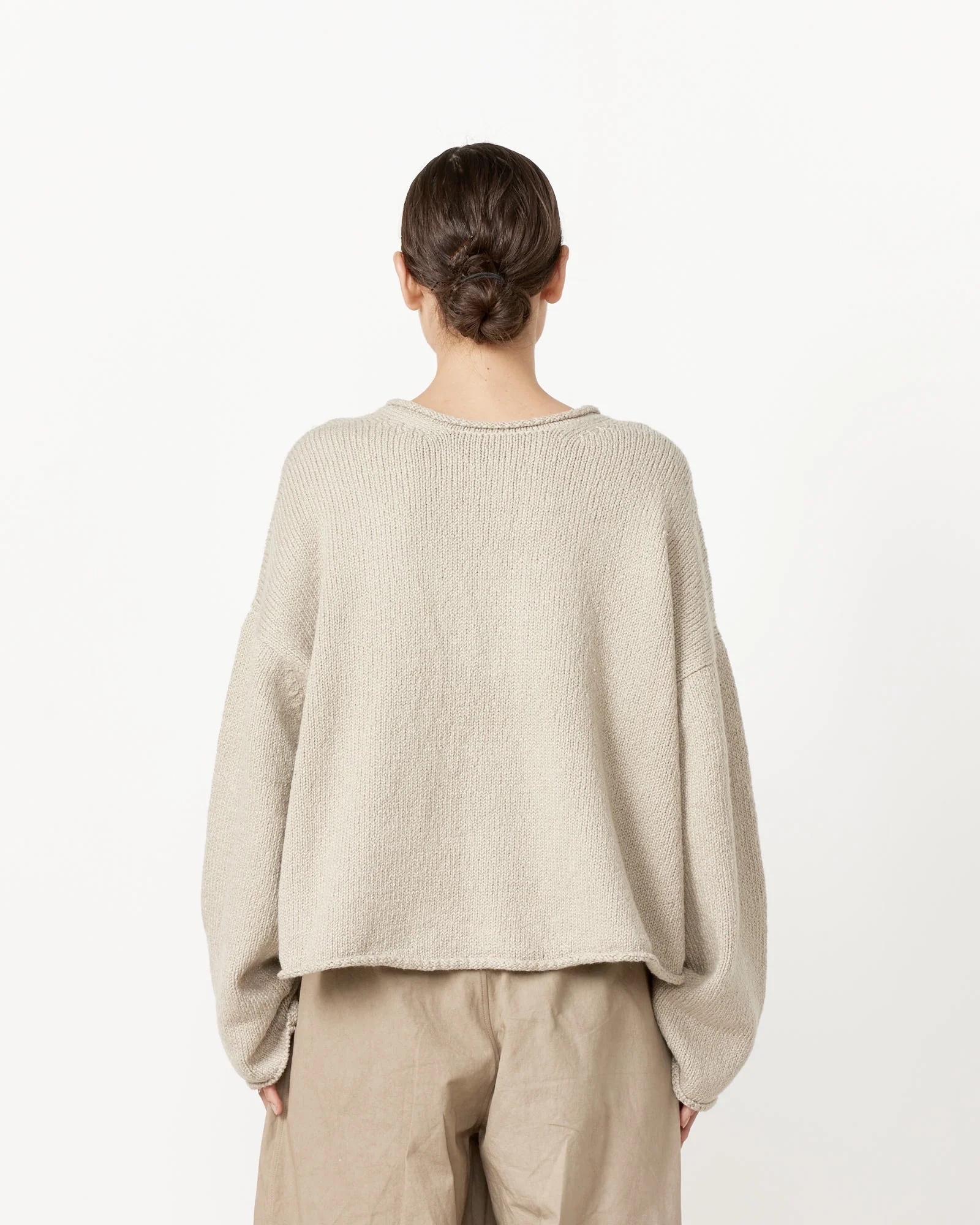 Roving U Neck Sweater in Cement - Image 6