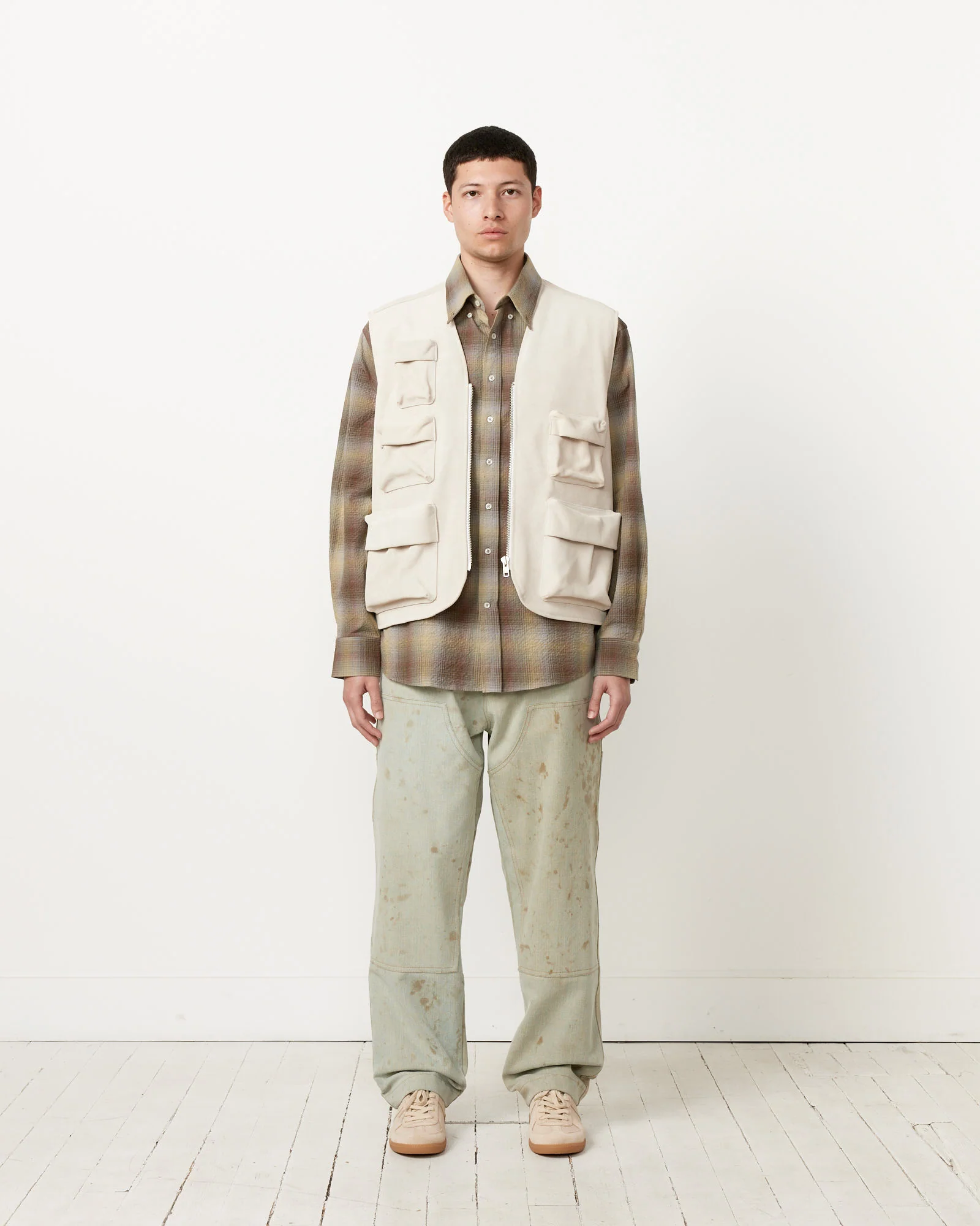 Suede Multipocket Vest in Grey - Image 2