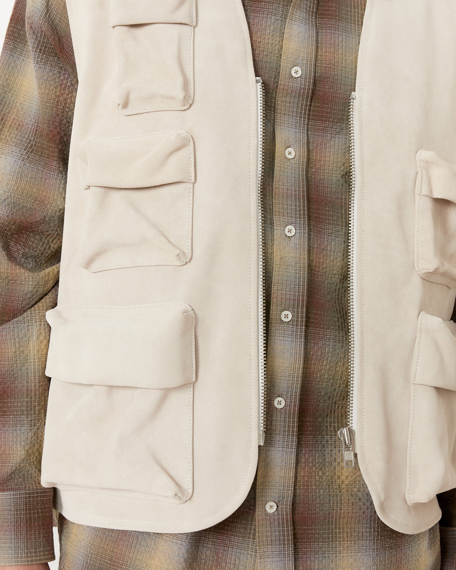Suede Multipocket Vest in Grey - Image 4