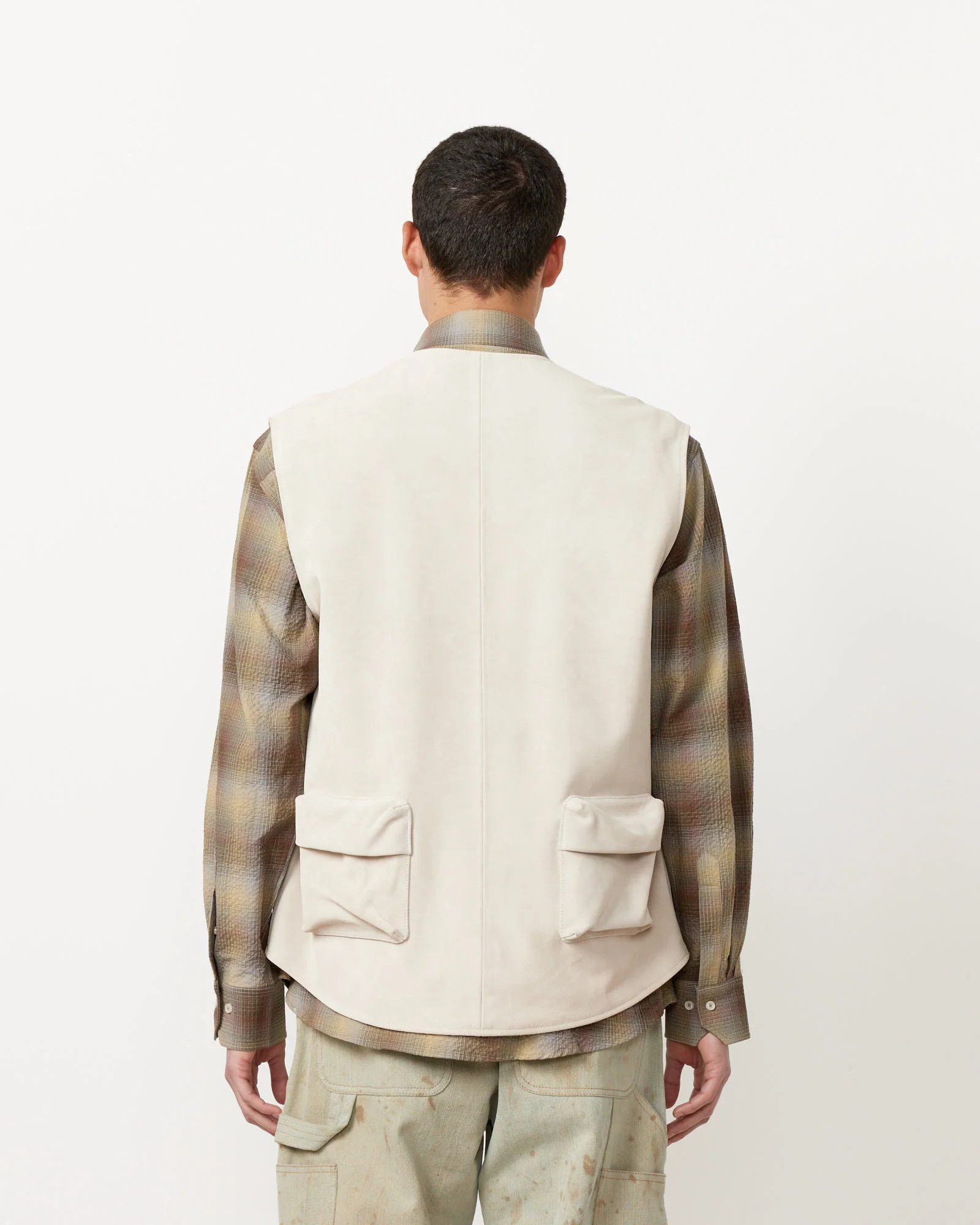 Suede Multipocket Vest in Grey - Image 5