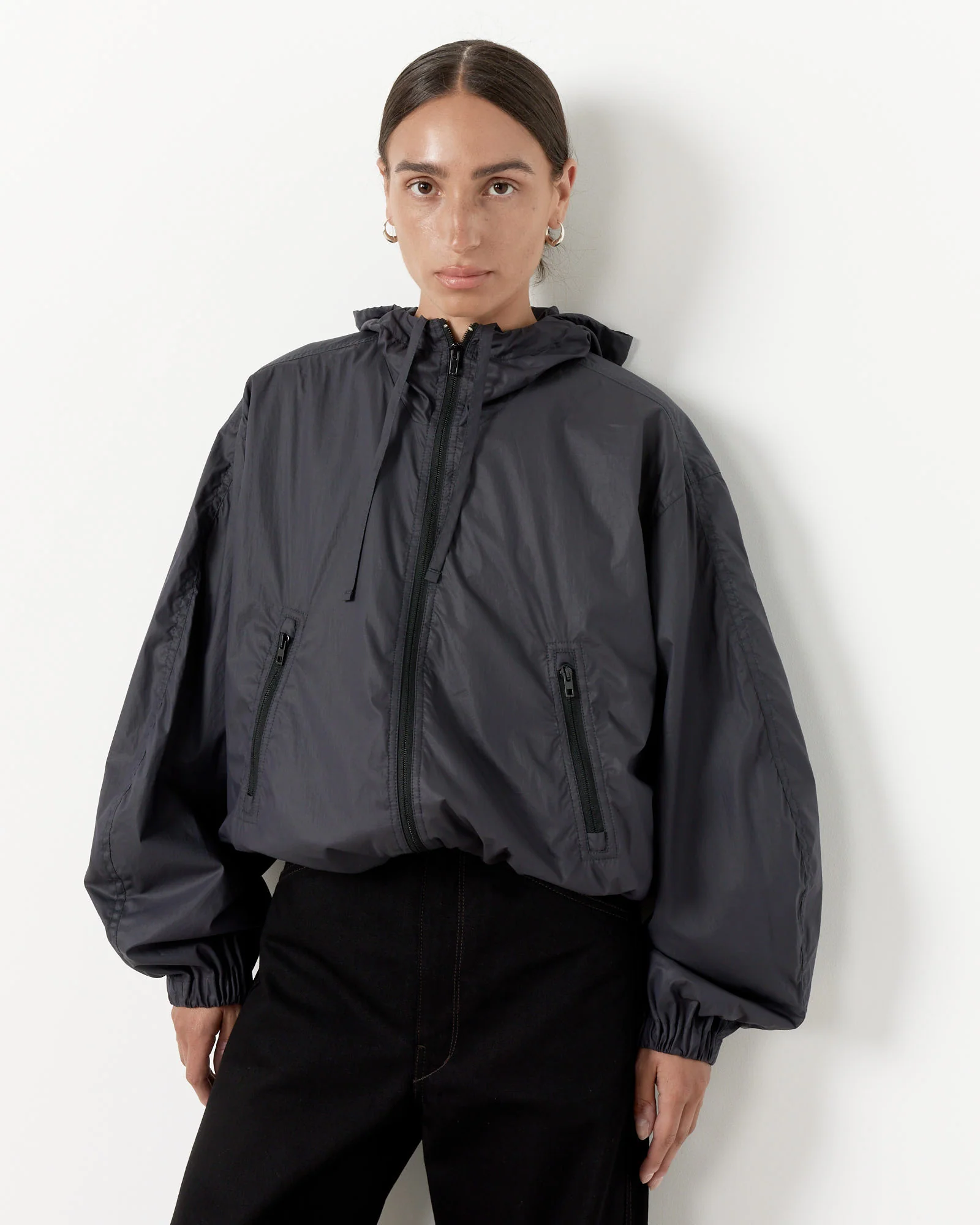 Balloon Blouson in Blue/Black - Image 3