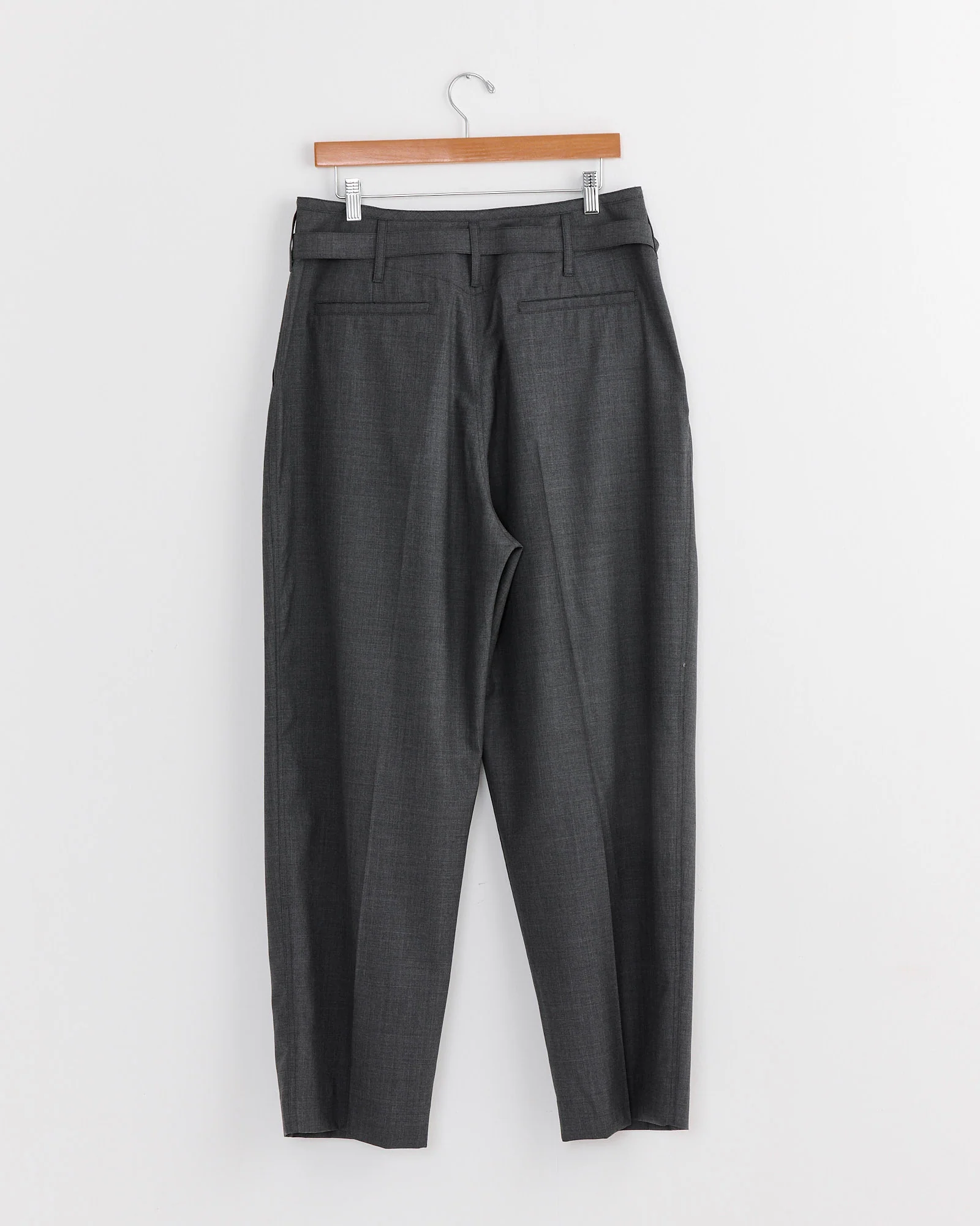 Belted Pleated Pant in Grey Melange - Image 2
