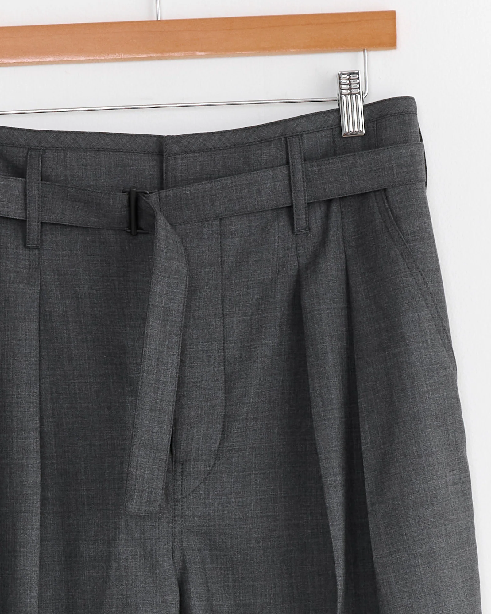Belted Pleated Pant in Grey Melange - Image 3