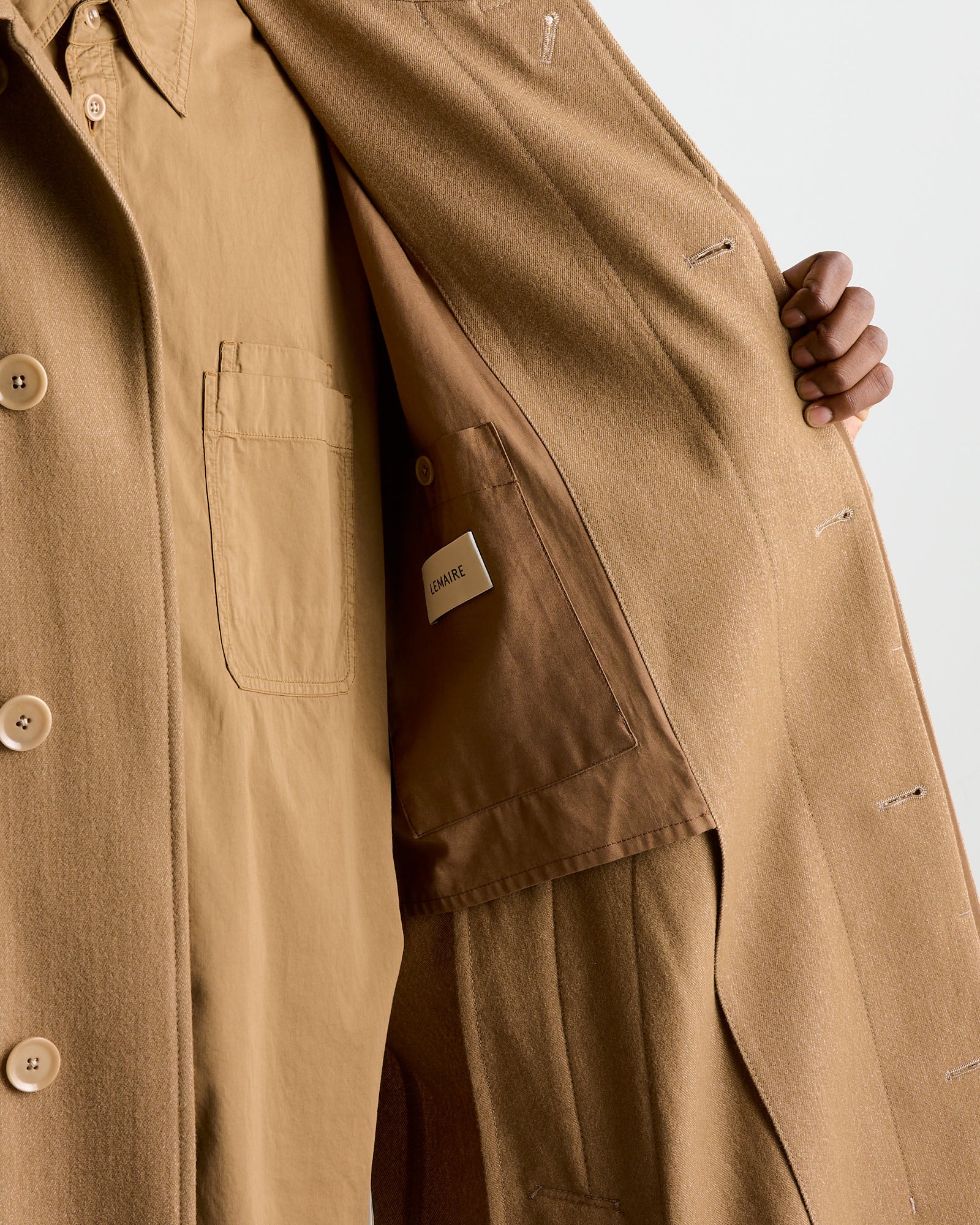 Boxy Overcoat in Taupe/Beige Melange - Image 2