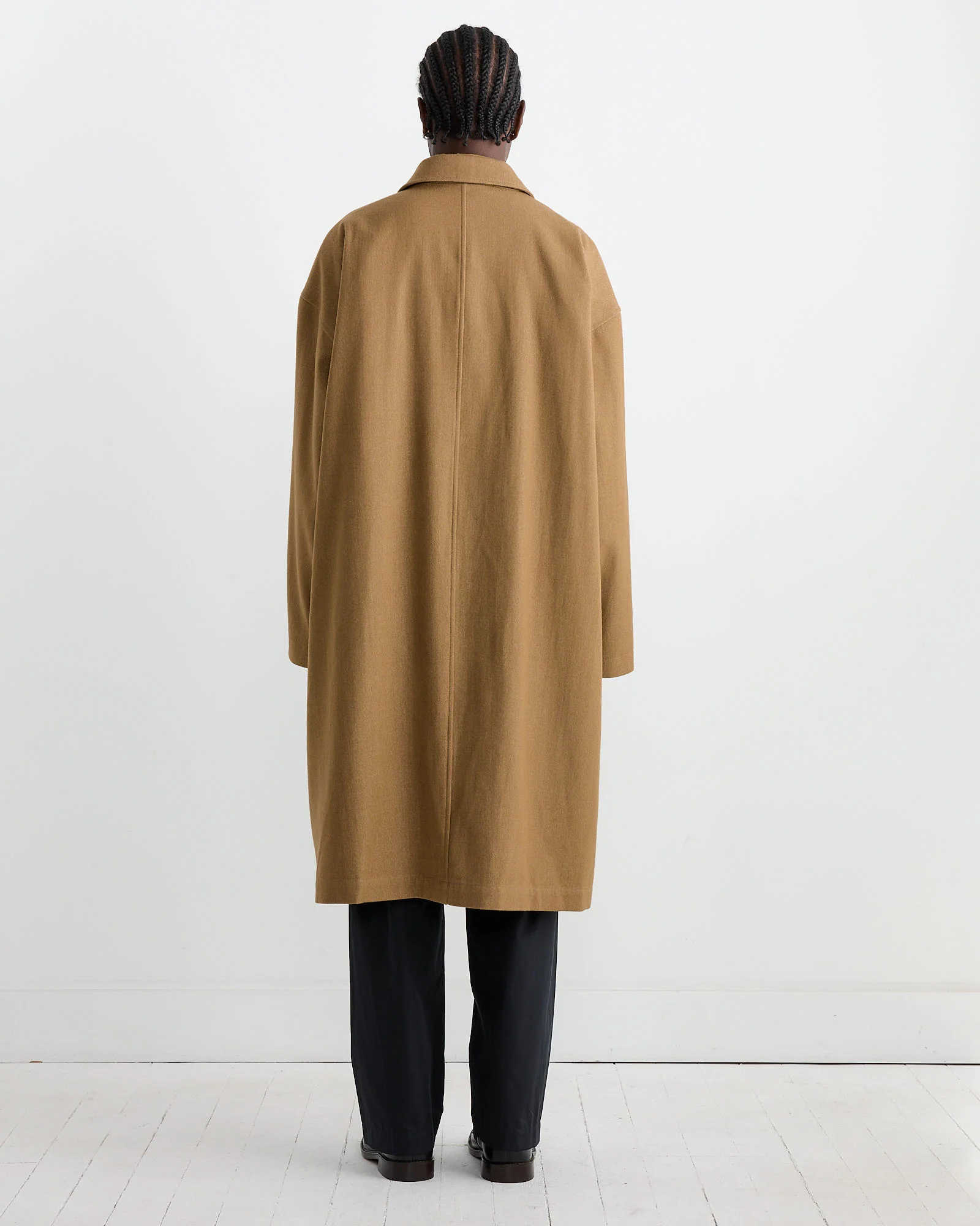 Boxy Overcoat in Taupe/Beige Melange - Image 6