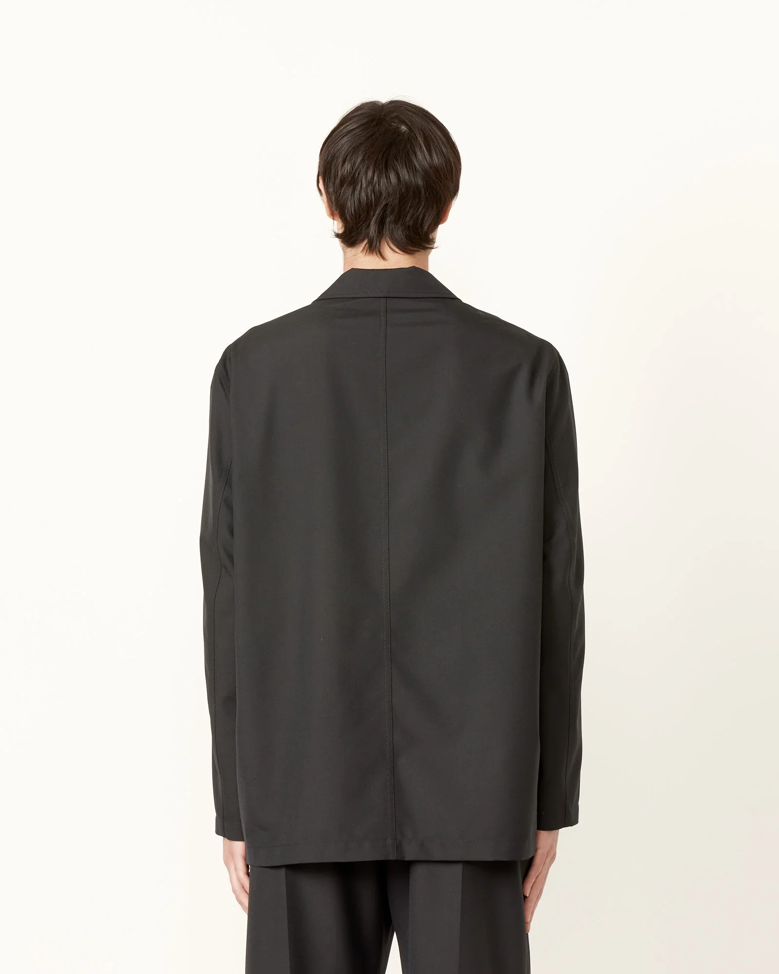 Double Breasted Workwear Jacket in Marine Melange - Image 6