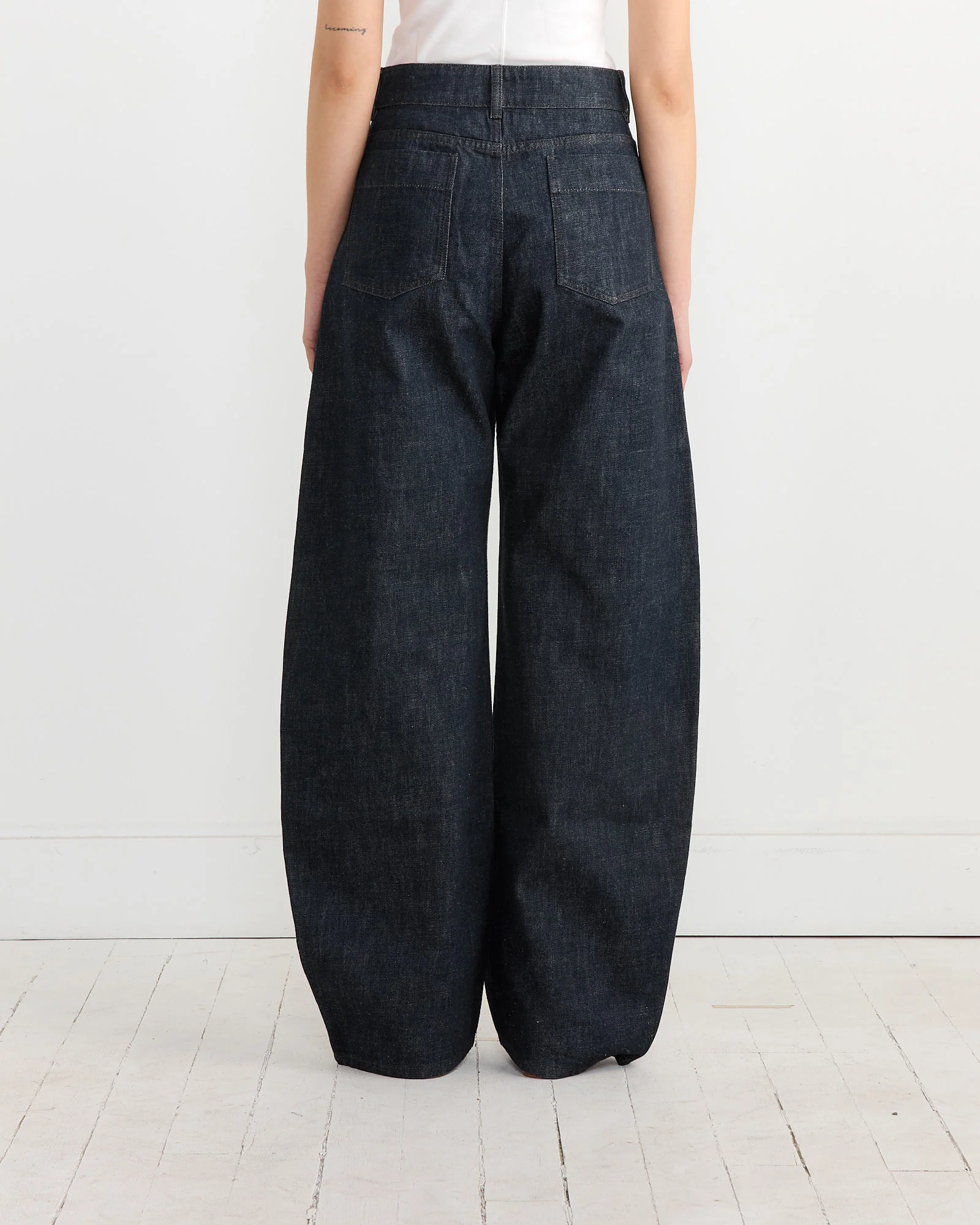 High Waisted Curved Pant in Denim Indigo - Image 5
