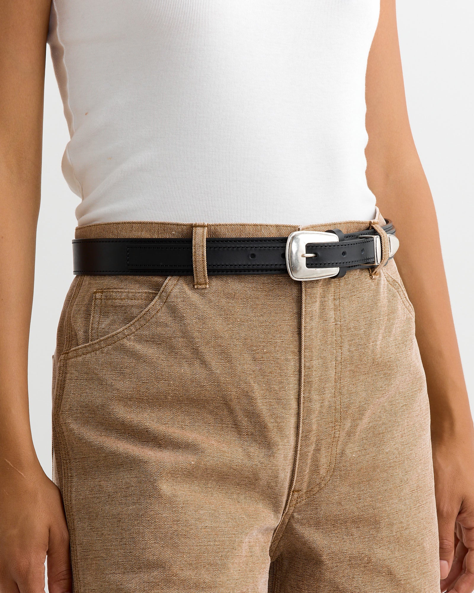 Minimal Western Belt in Black - Image 4