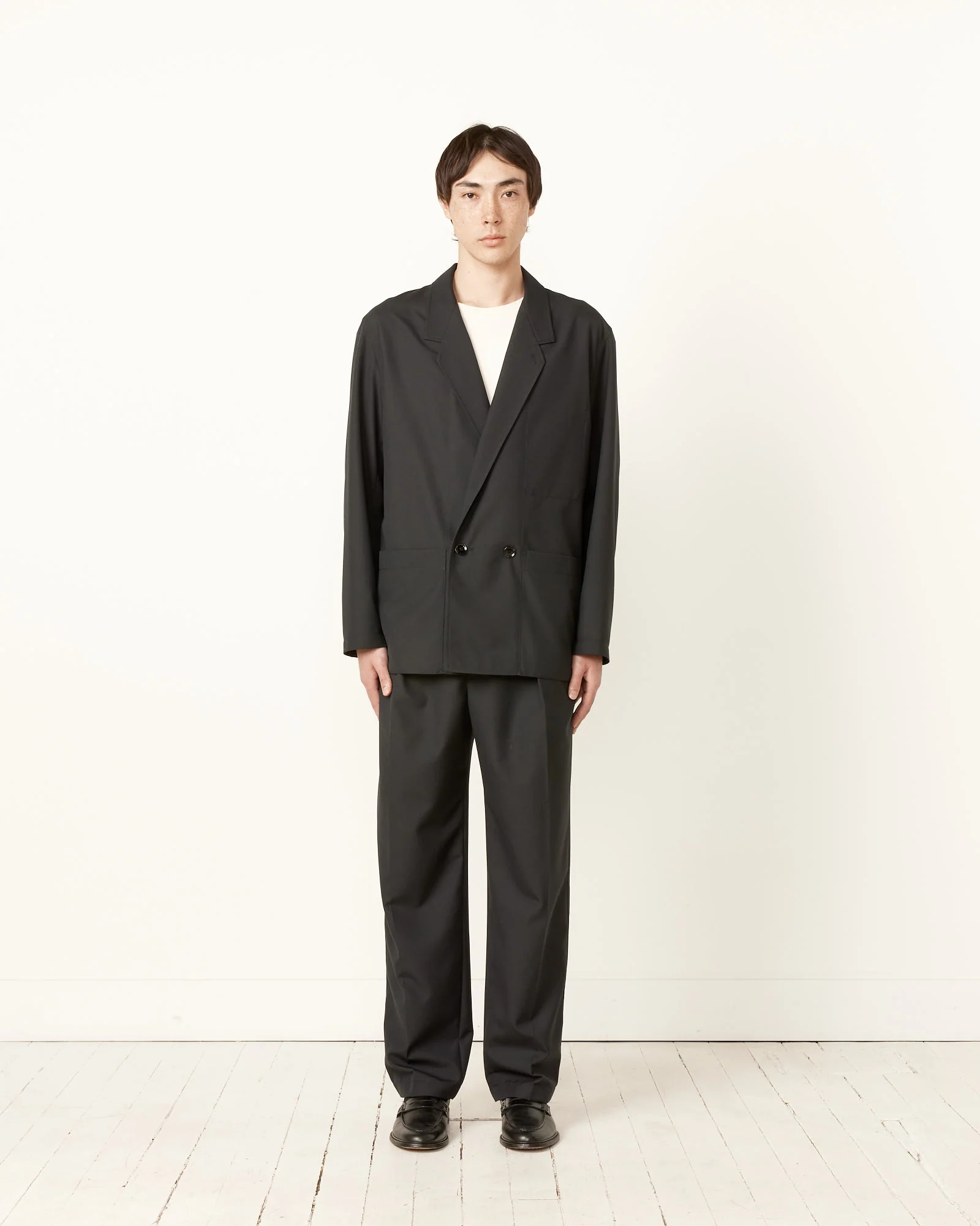 One Pleat Pant in Marine Melange - Image 2