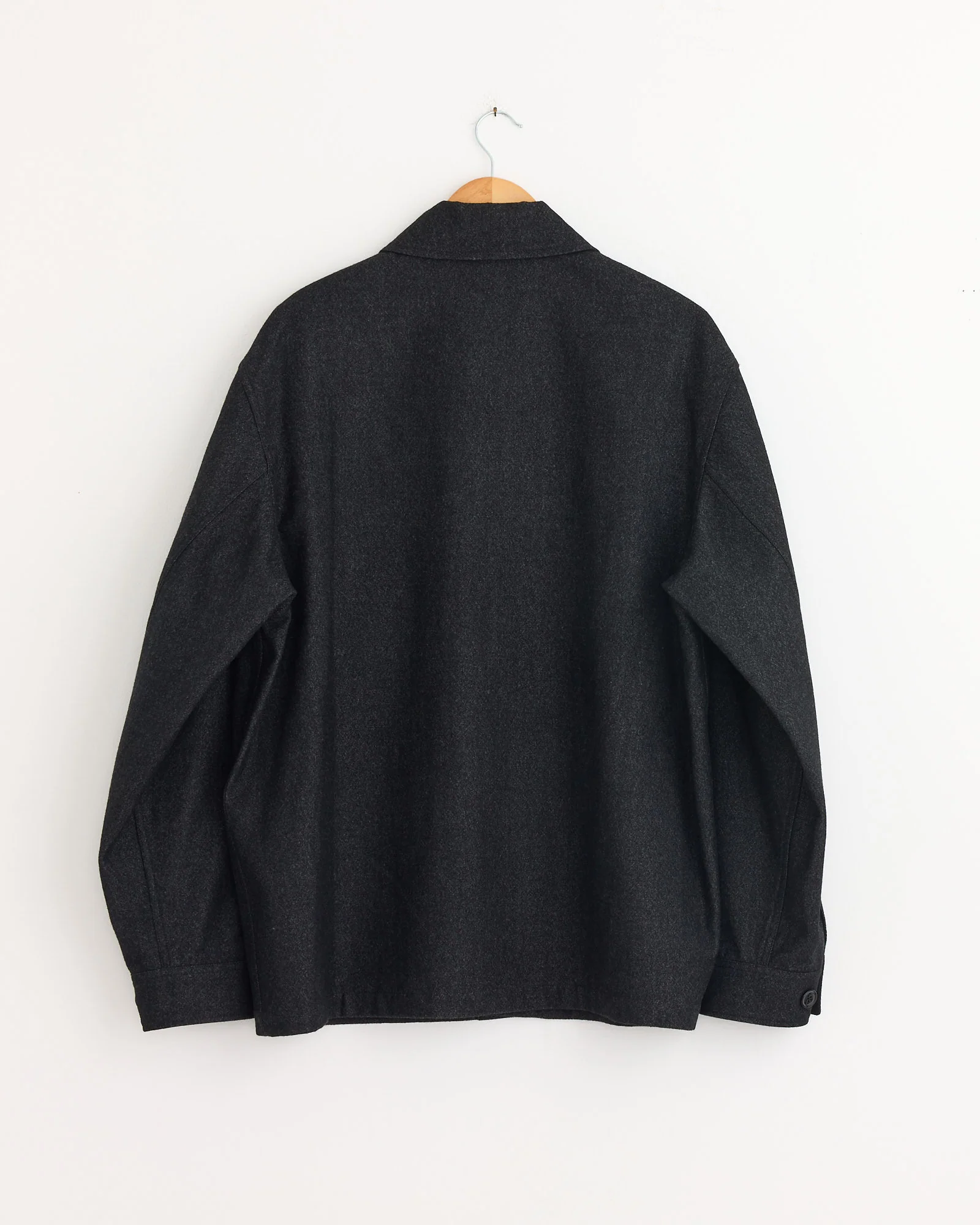 One Pocket Overshirt in Black/Grey Melange - Image 3