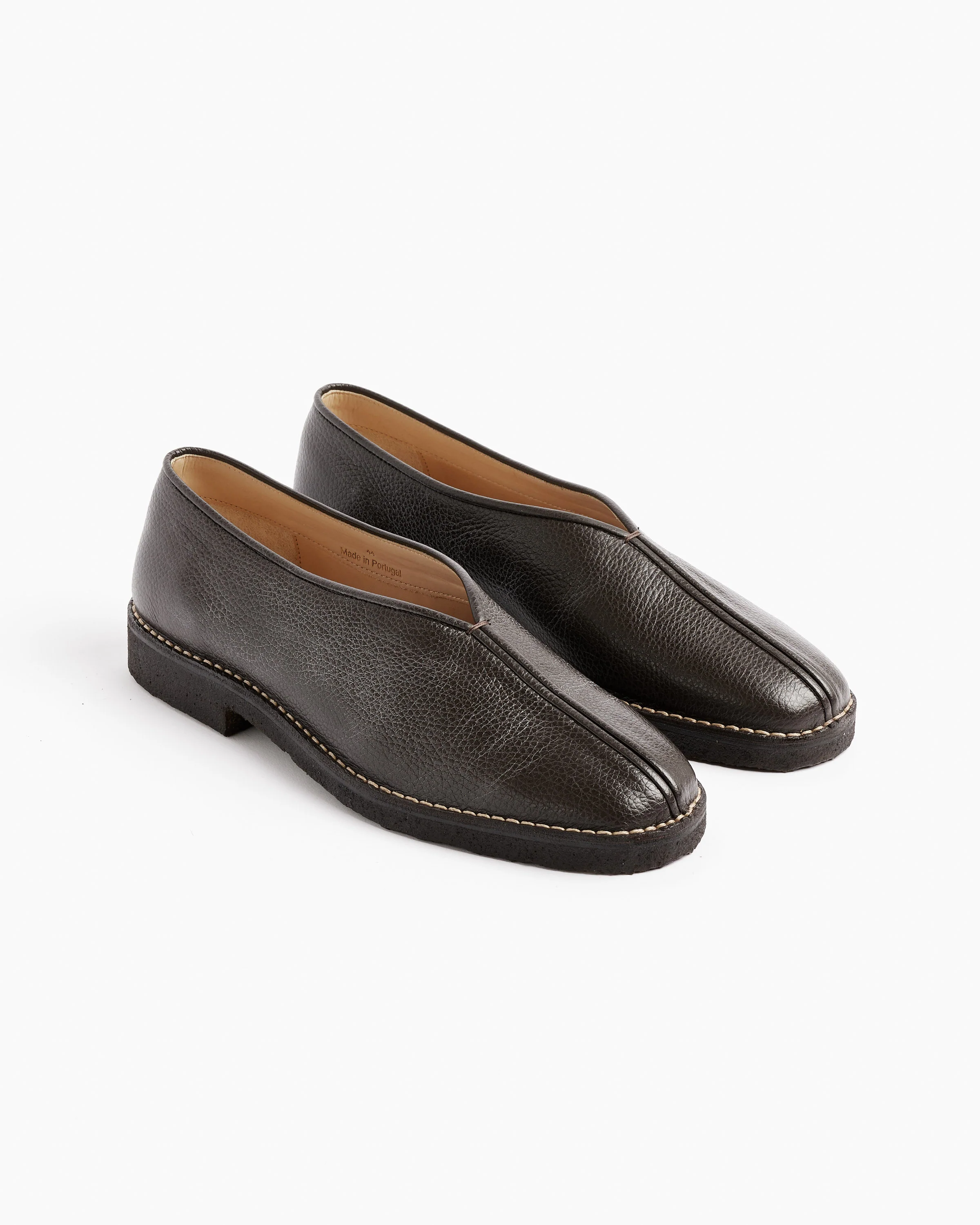 Piped Crepe Slipper in Dark Brown - Image 2