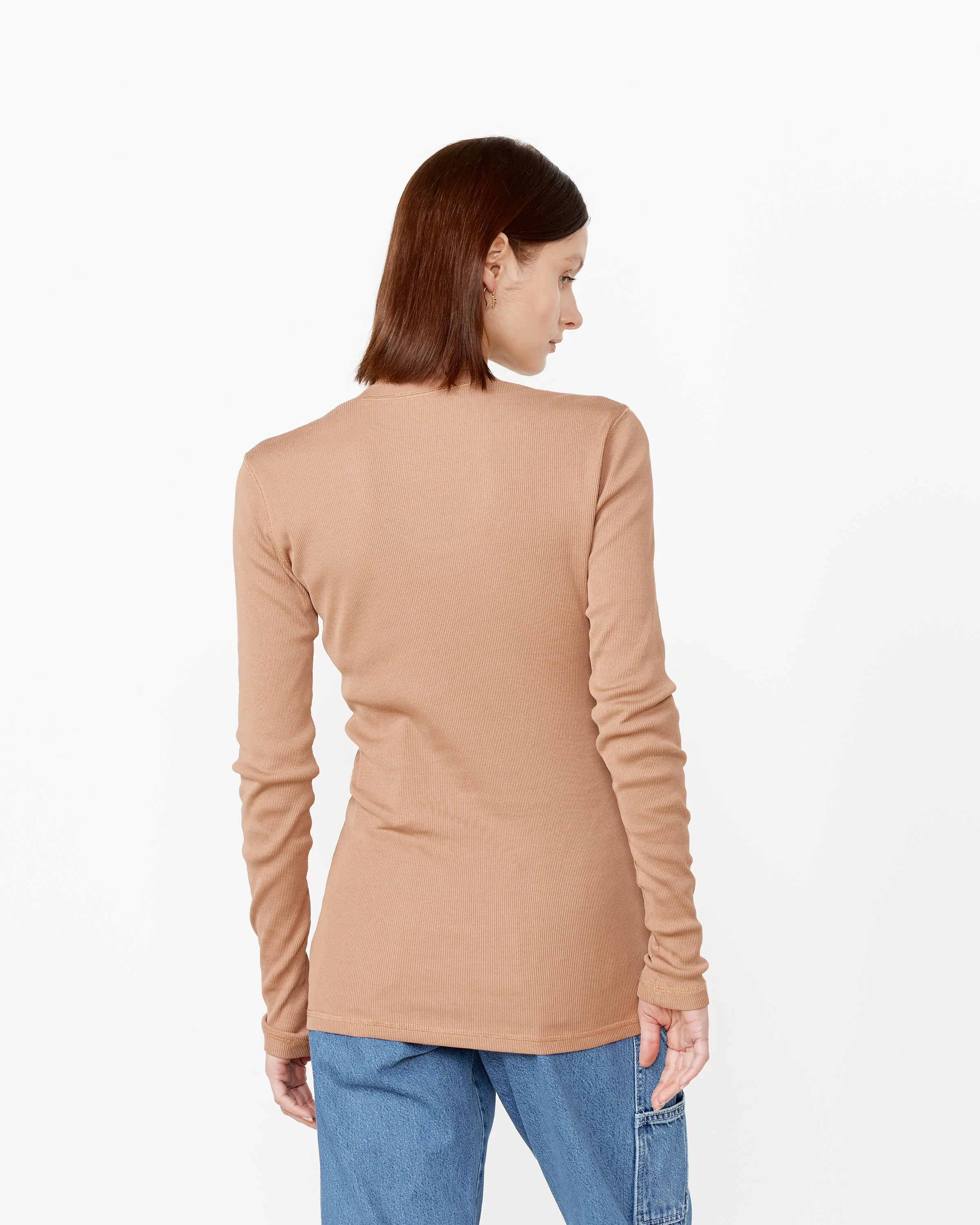 Rib Long-Sleeve T-Shirt in Raw Umber - Image 4