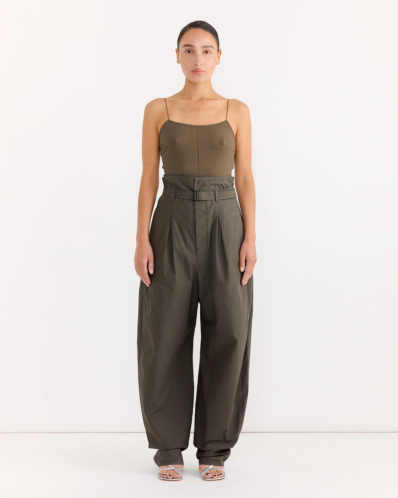 Tank Top With Straps in Dark Khaki - Image 2