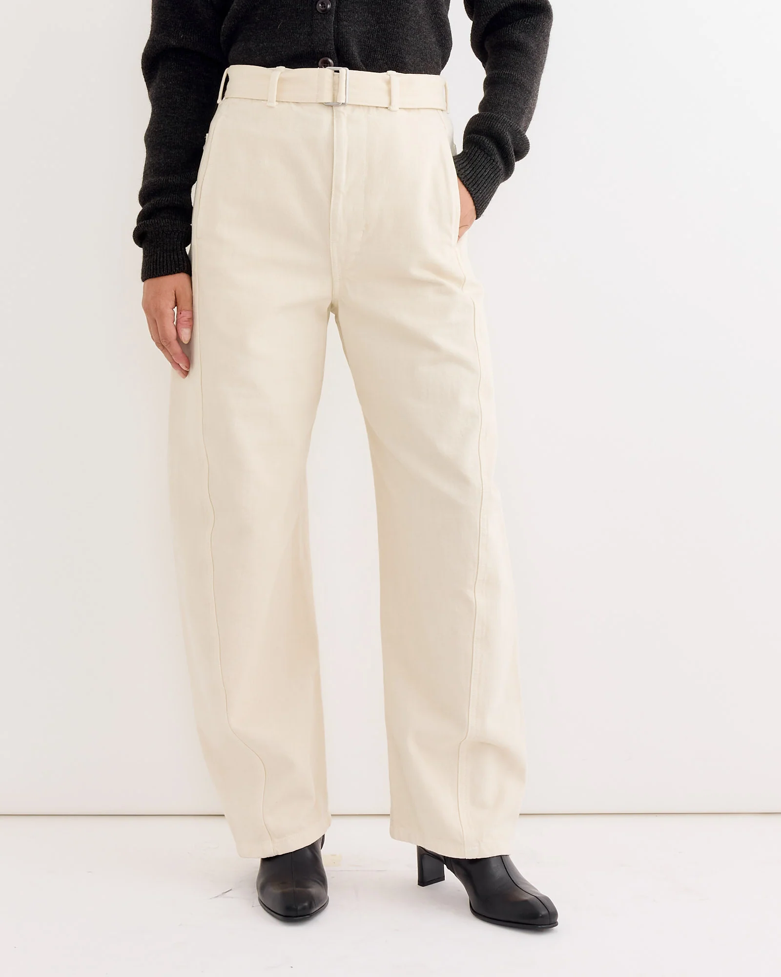 Twisted Belted Pant in Snow Clay - Image 2