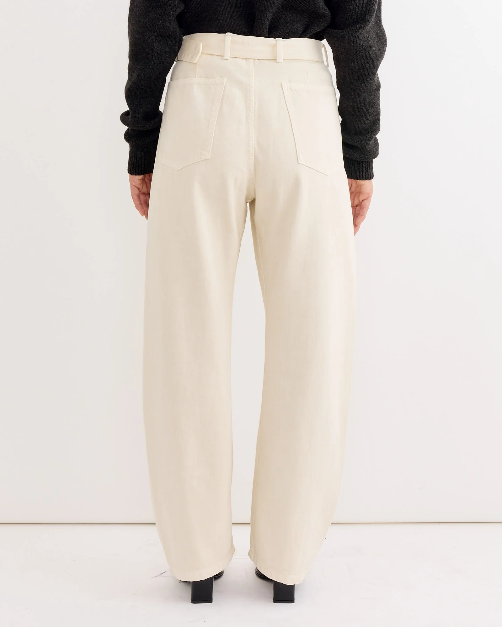 Twisted Belted Pant in Snow Clay - Image 3