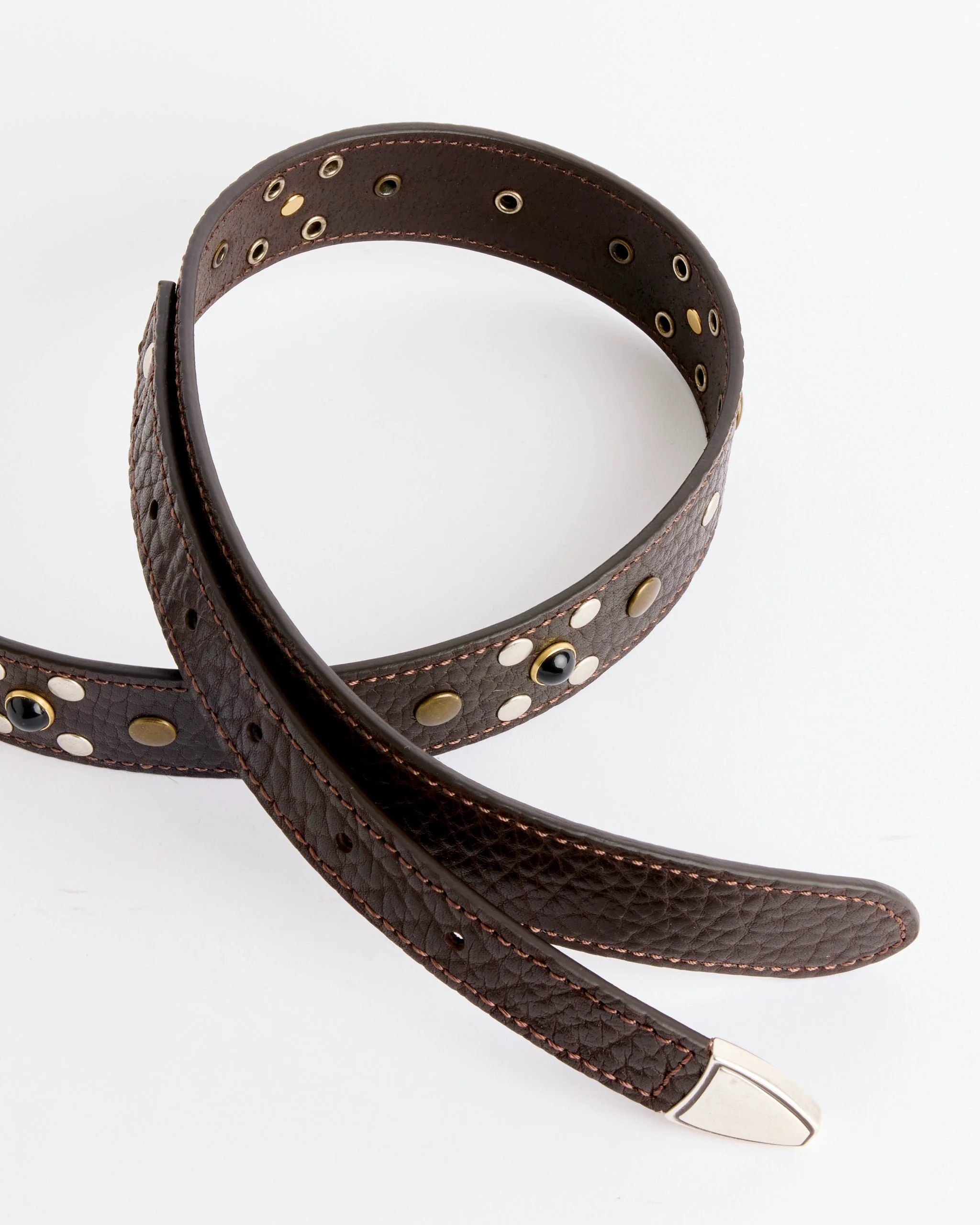 Western Studs Belt in Dark Brown - Image 2