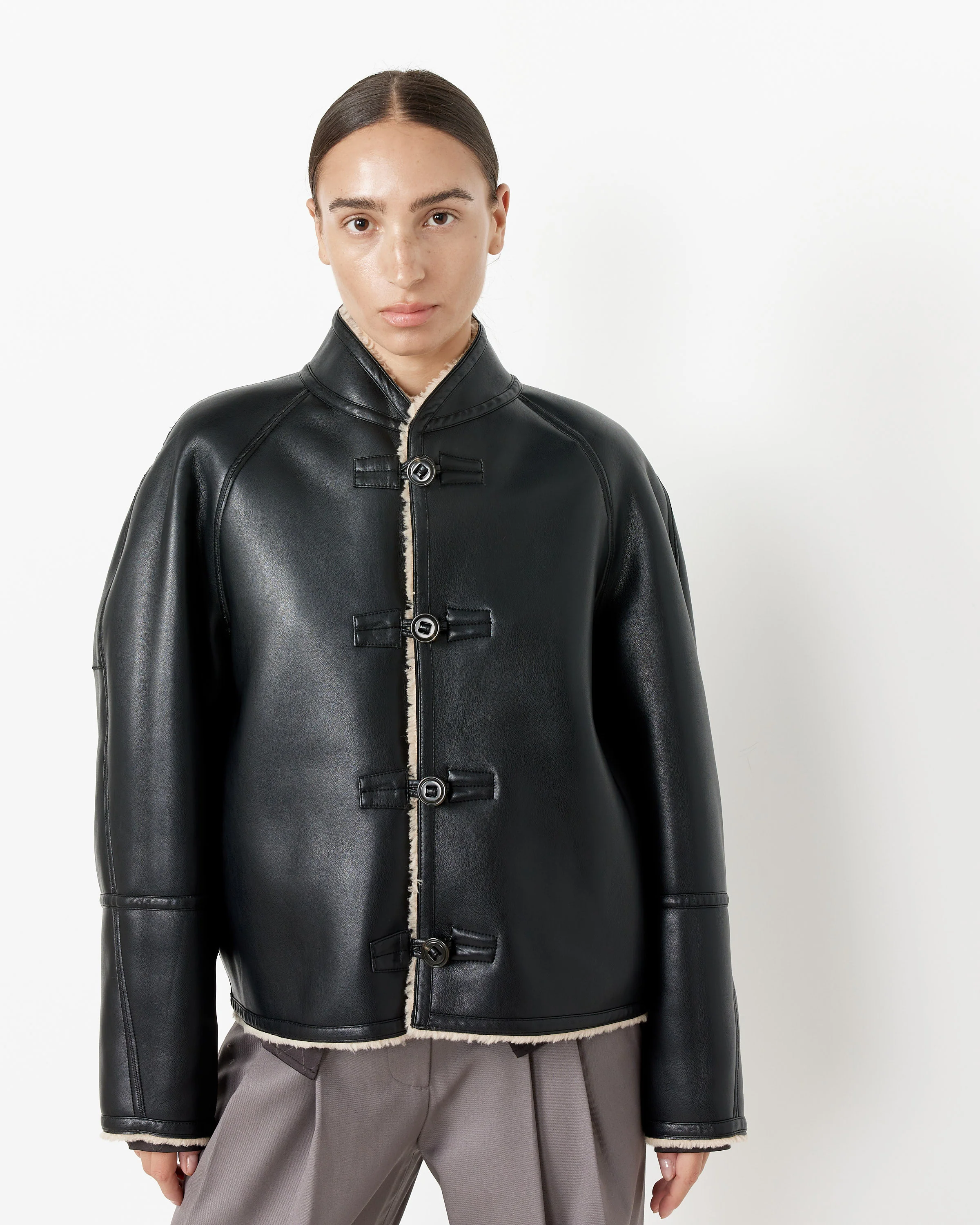 Short Shearling Reversible Coat - Image 3
