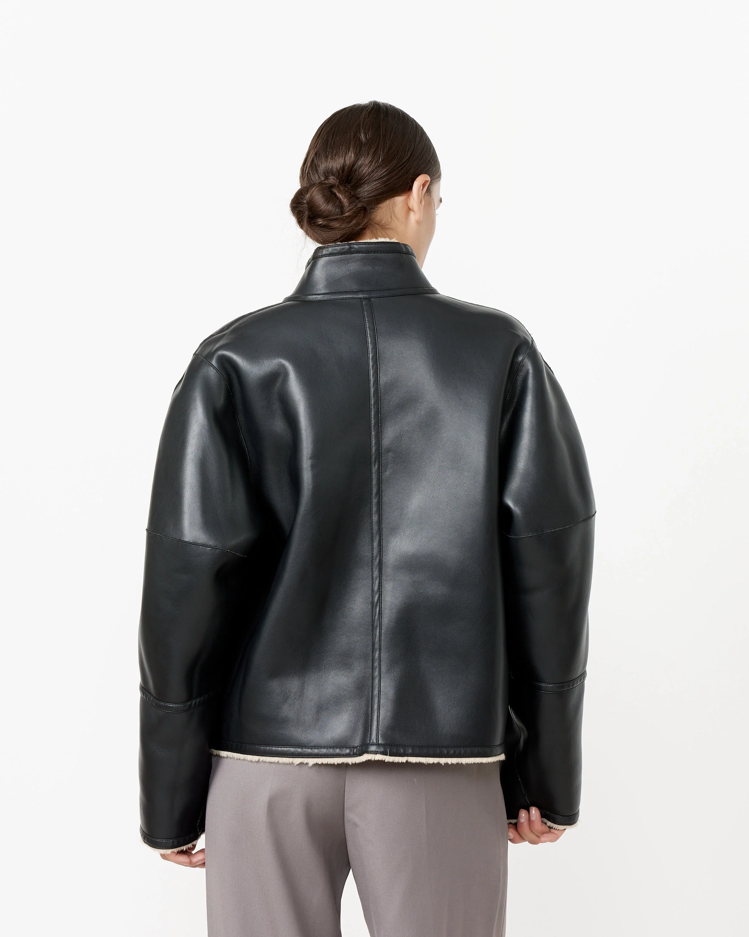 Short Shearling Reversible Coat - Image 8