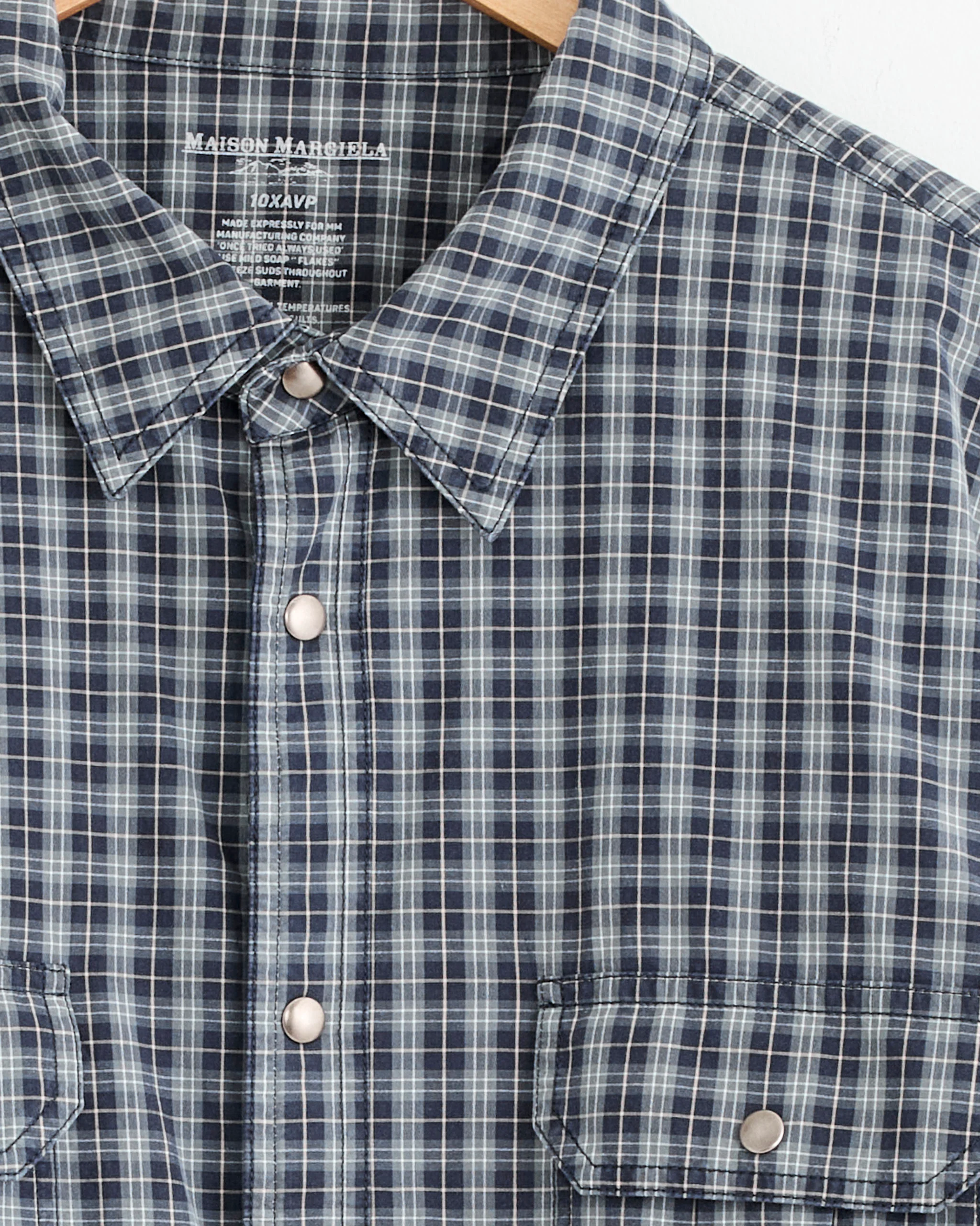Reversible Padded Shirt in Blue/Grey Check - Image 2