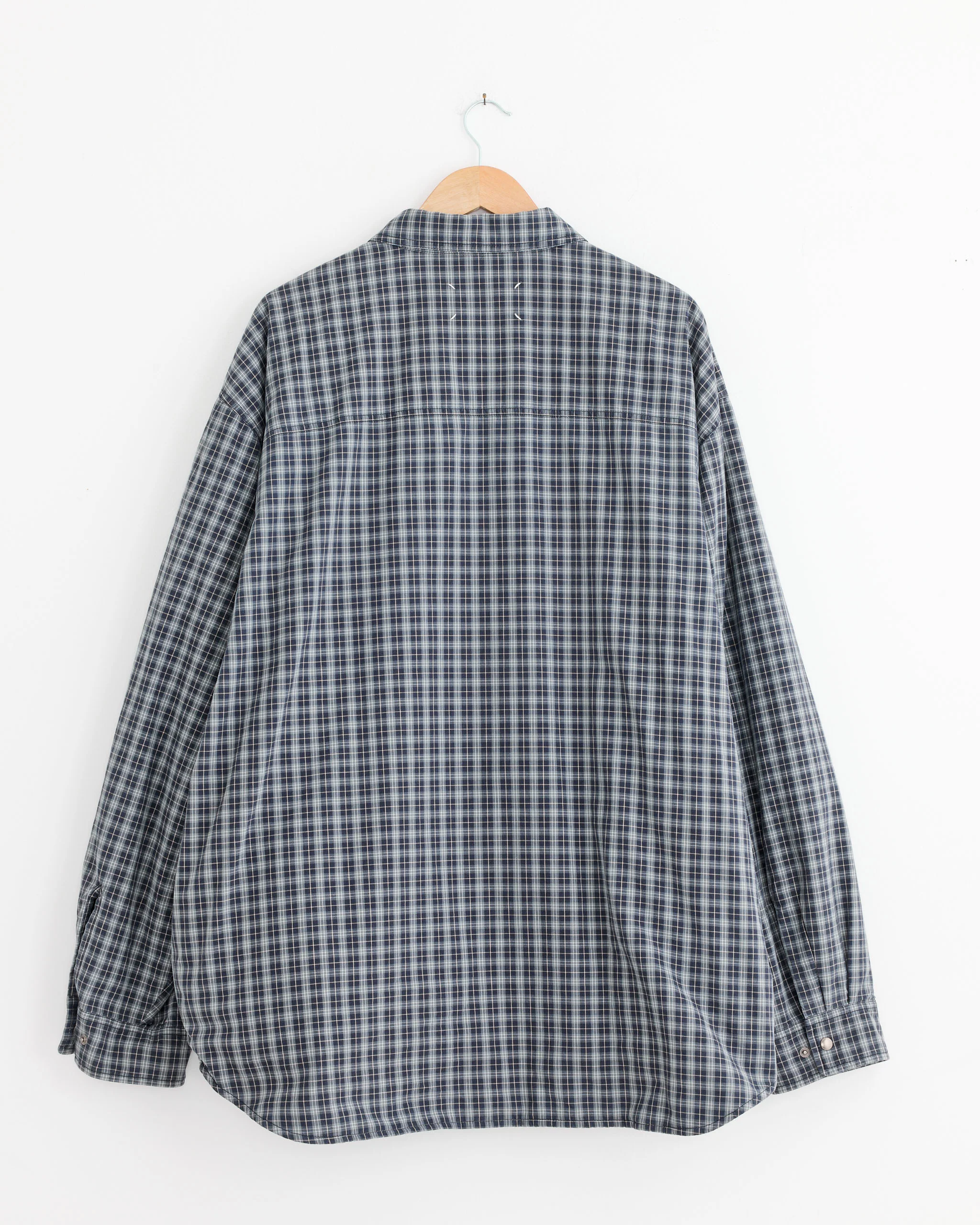 Reversible Padded Shirt in Blue/Grey Check - Image 3