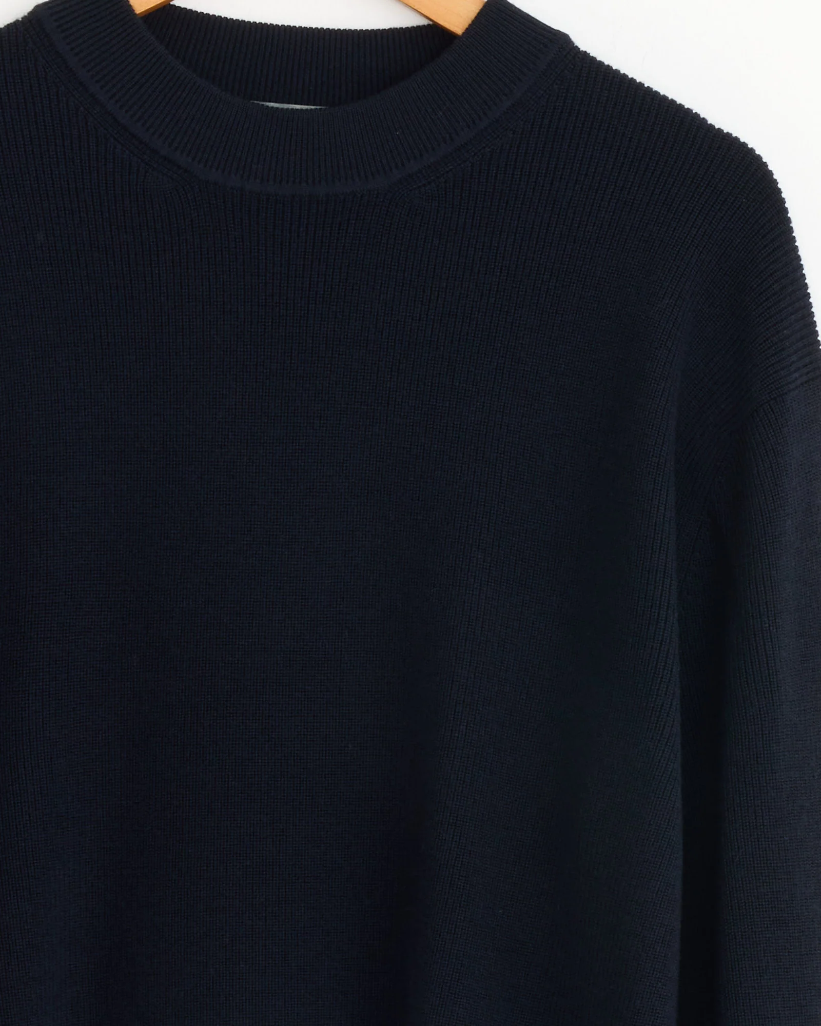 Fine Rib Merino Wool Crewneck in Ink - Image 2