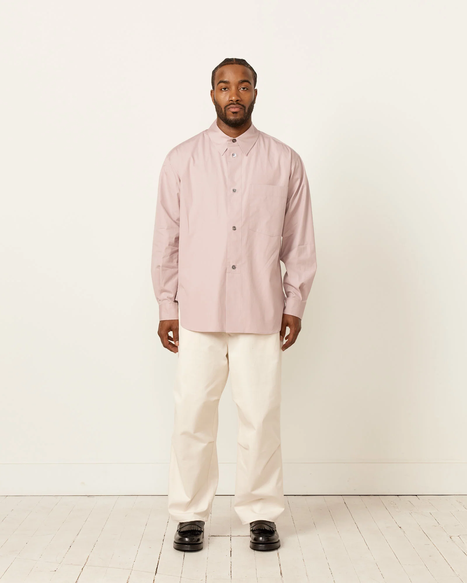 Half Placket Shirt in Dusty Pink - Image 2