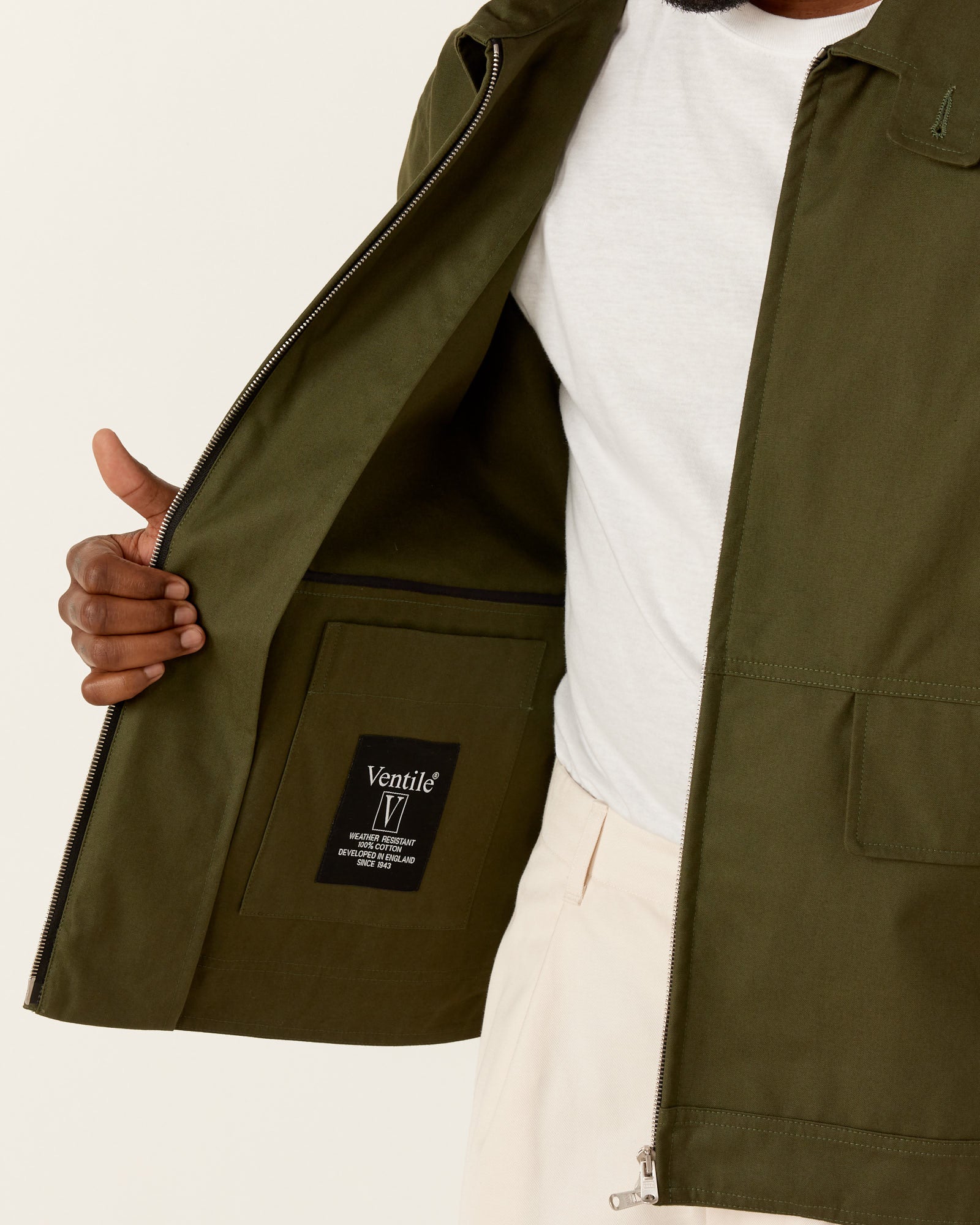 Stand Collar Jacket in Olive - Image 4