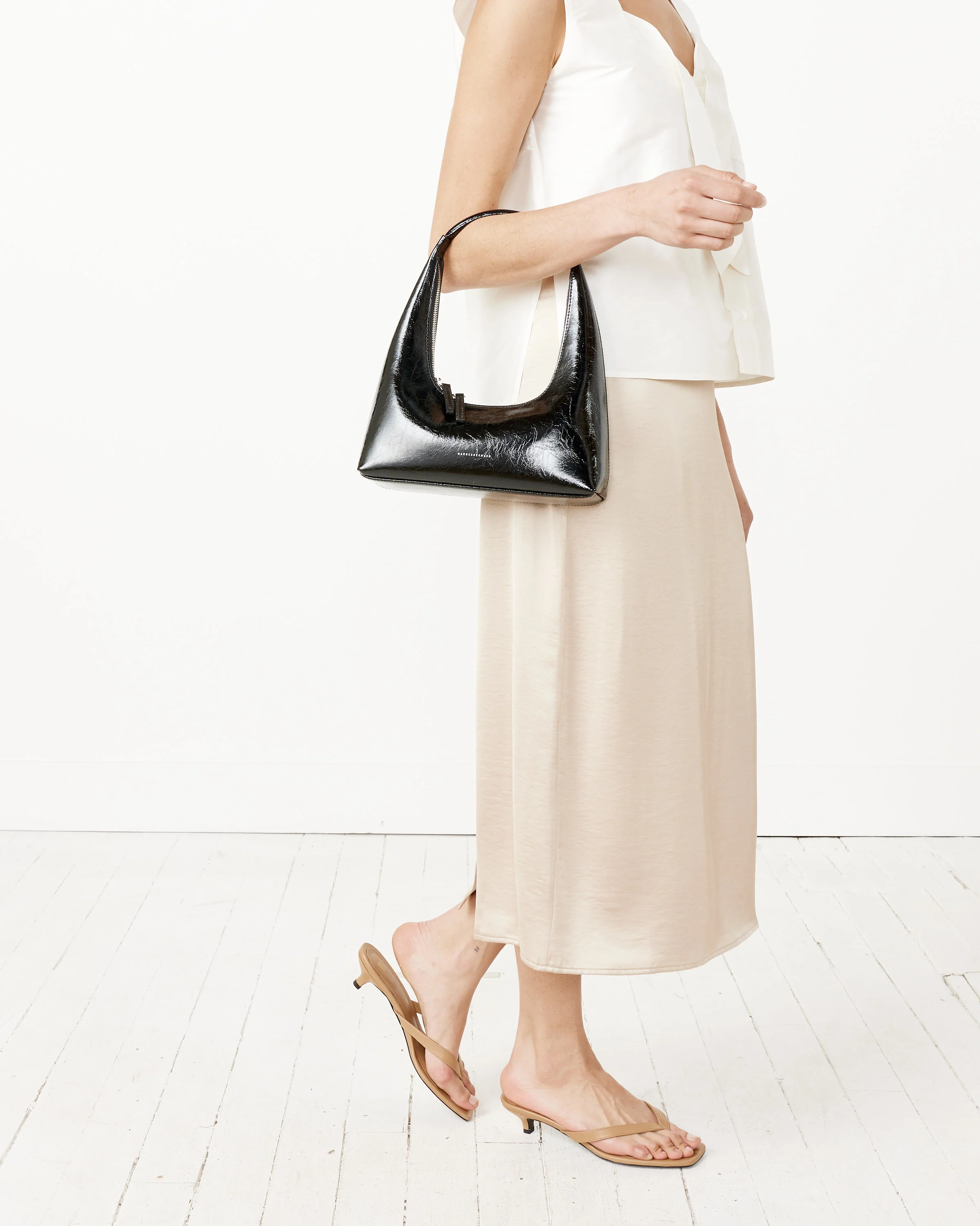 Hobo Shoulder Bag - Black Crinkle - Image 3