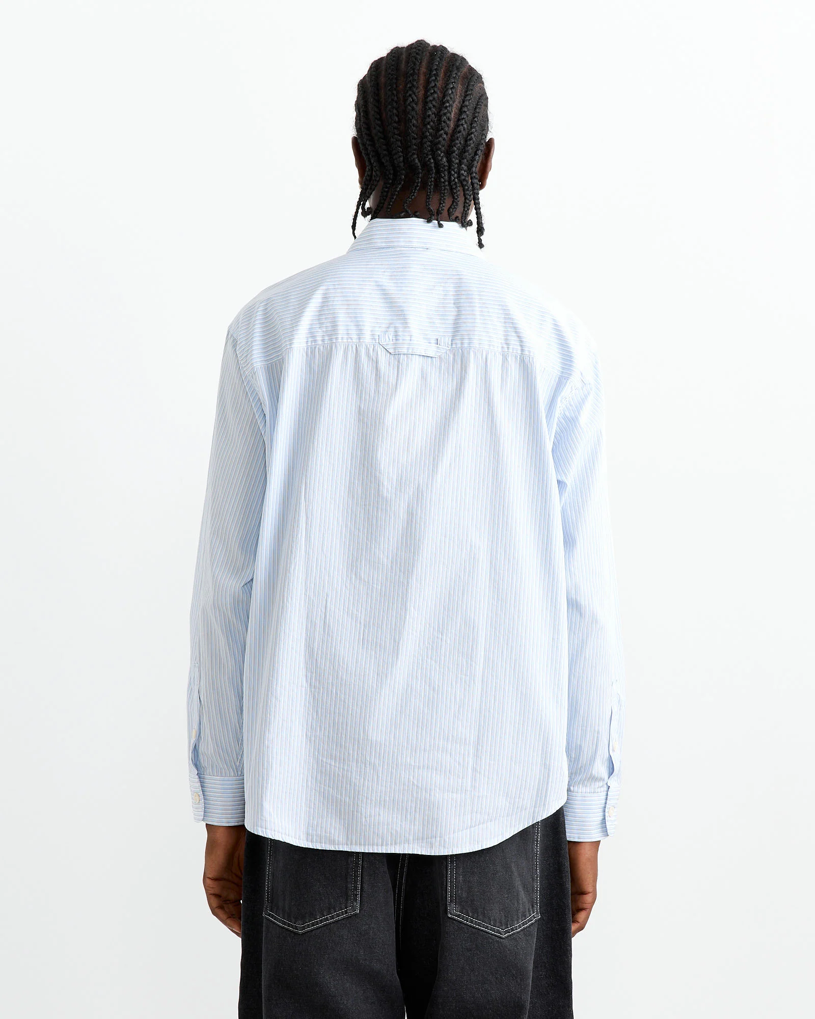 Common Shirt in Blue Fine Stripe - Image 4