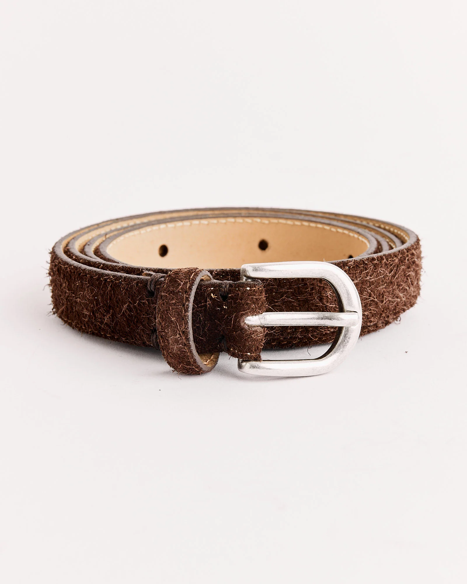 Purpose Belt in Brown Fuzzy Suede