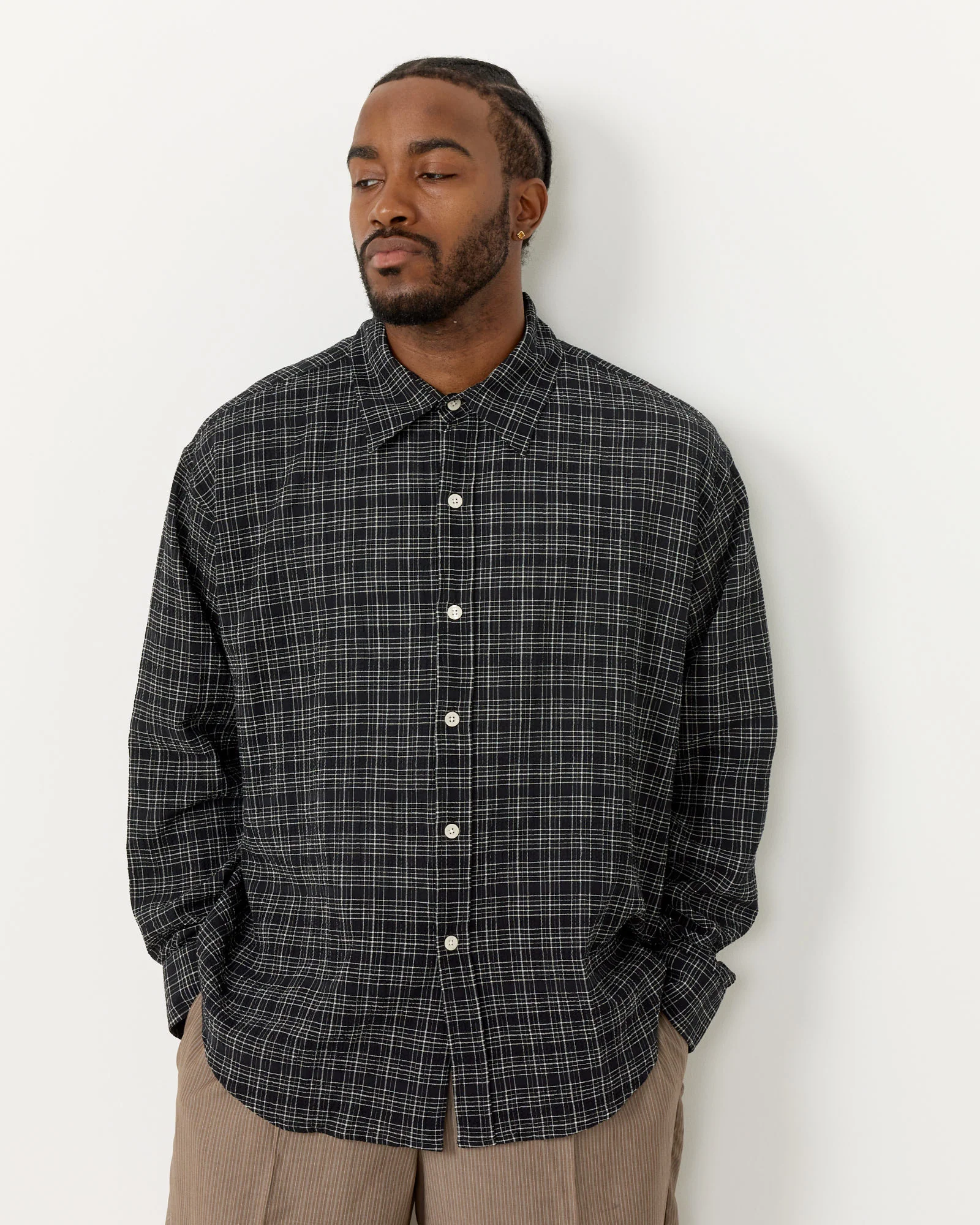Vacation Shirt in Black Check - Image 3