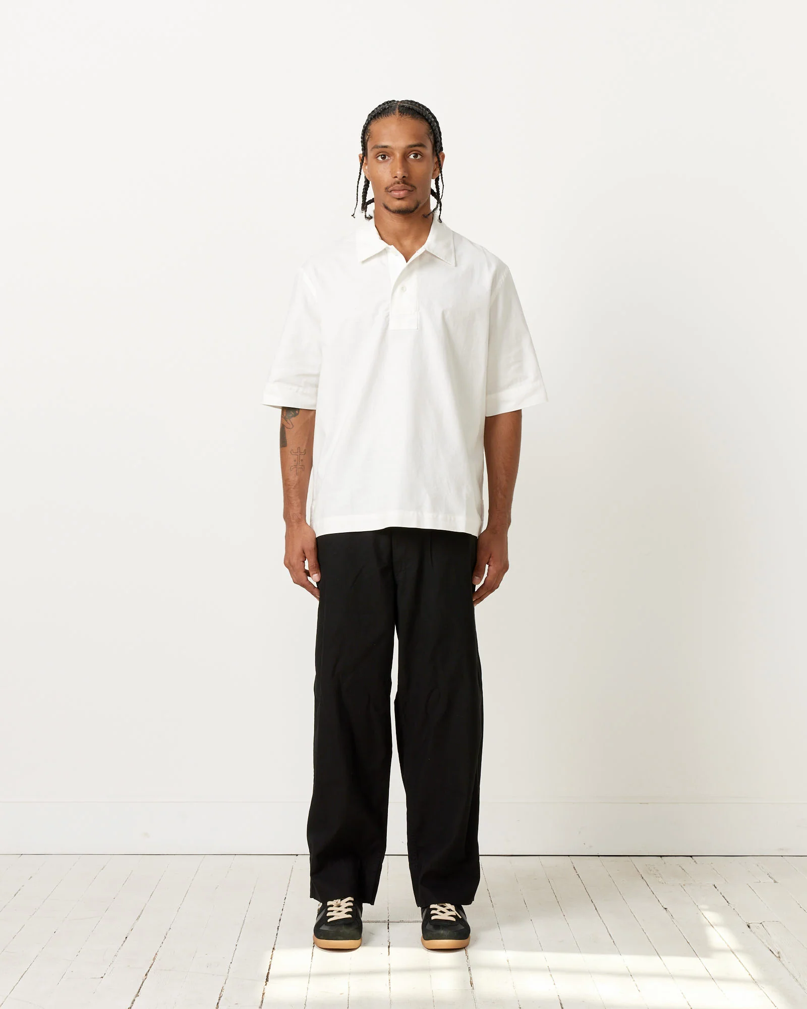 Off Set Placket Polo in White - Image 2