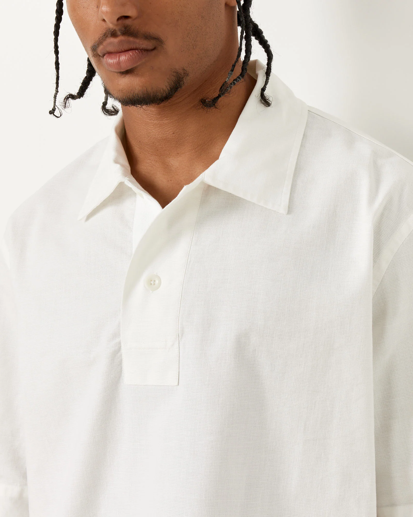 Off Set Placket Polo in White - Image 4