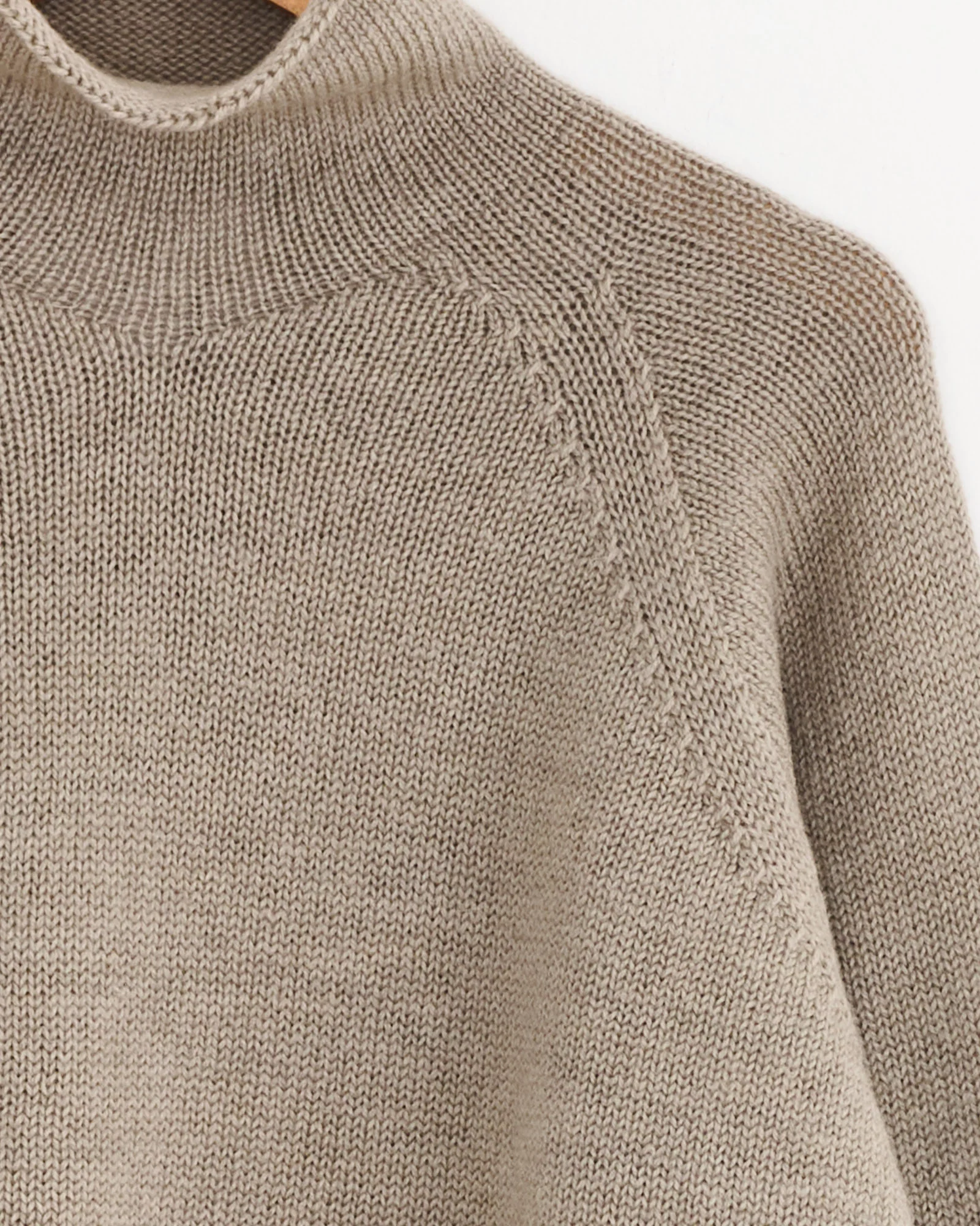 Rolled Edge Roll Neck in Taupe - Image 2