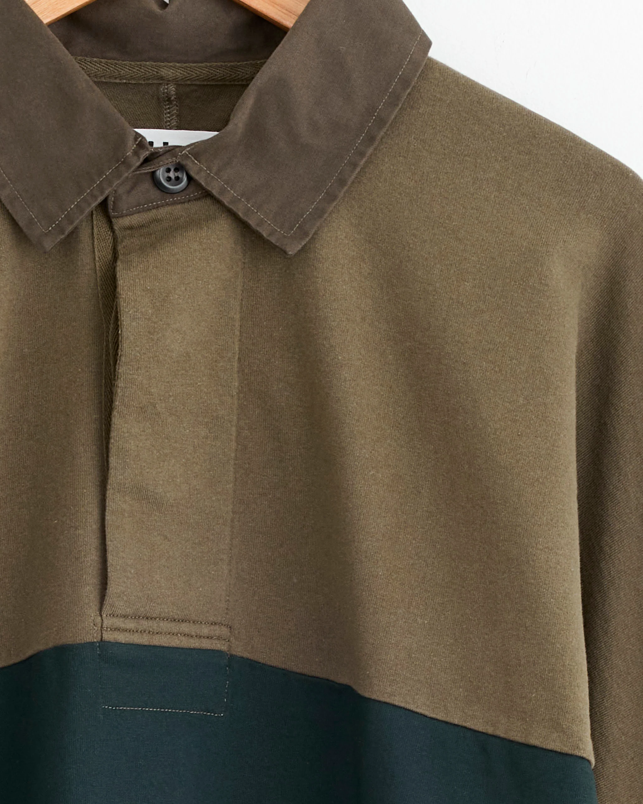 Rugby Shirt in Khaki Green/Black Green - Image 2