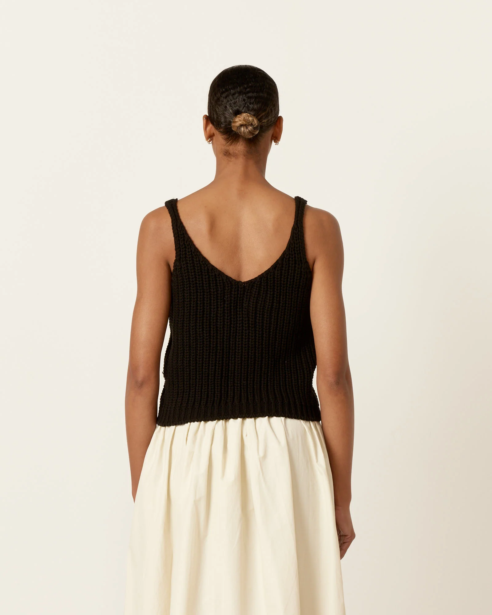 Cotton Blend Knit Tank in Black - Image 5