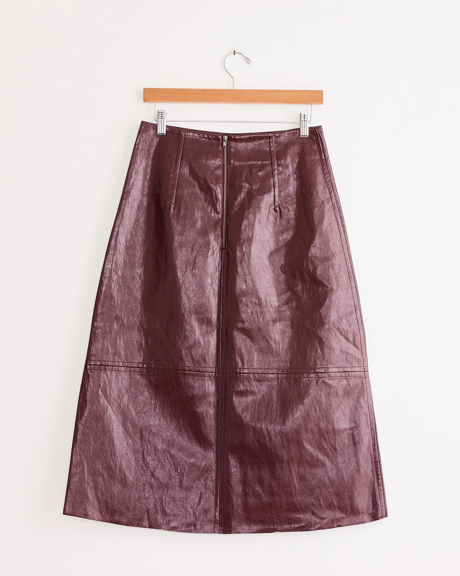 Faux Leather Skirt in Burgundy - Image 3